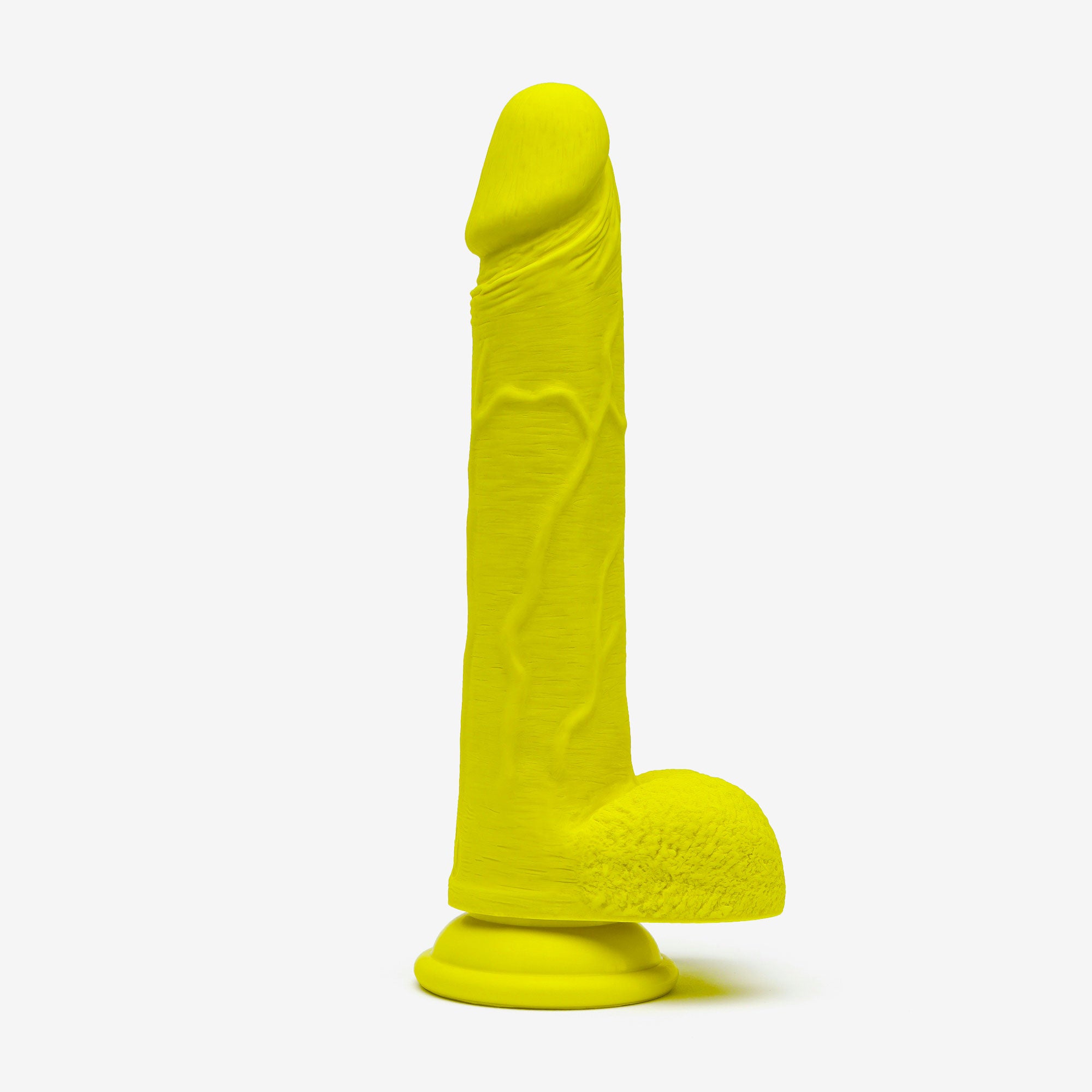 Realistic Dildo 8 Inch Triple Density Silicone With Suction Cup Balls Yellow Right #color_yellow
