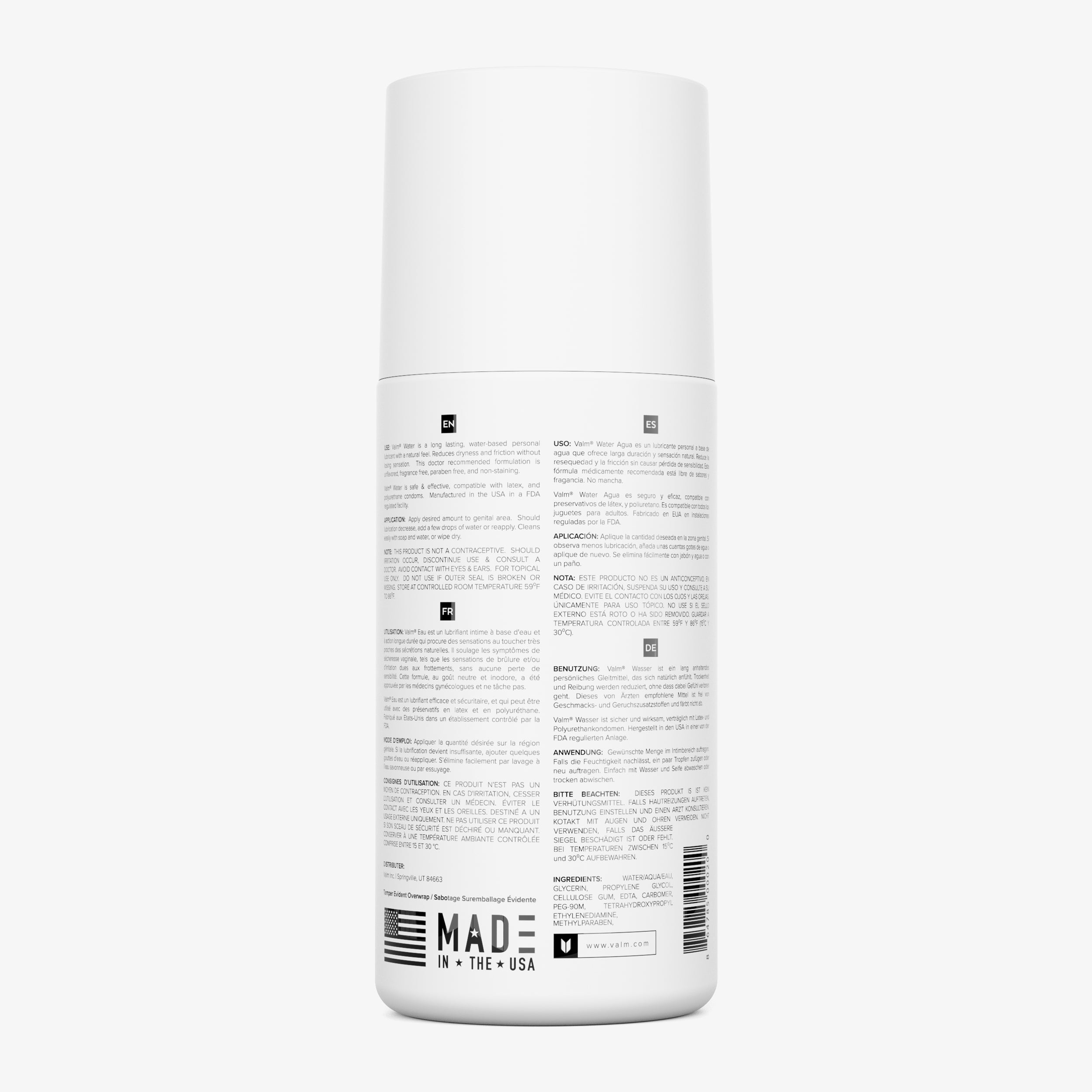 Valm Water Based Sex Lube Personal Lubricant 17 Fl Oz 500ml Back Label #size_17 fl oz