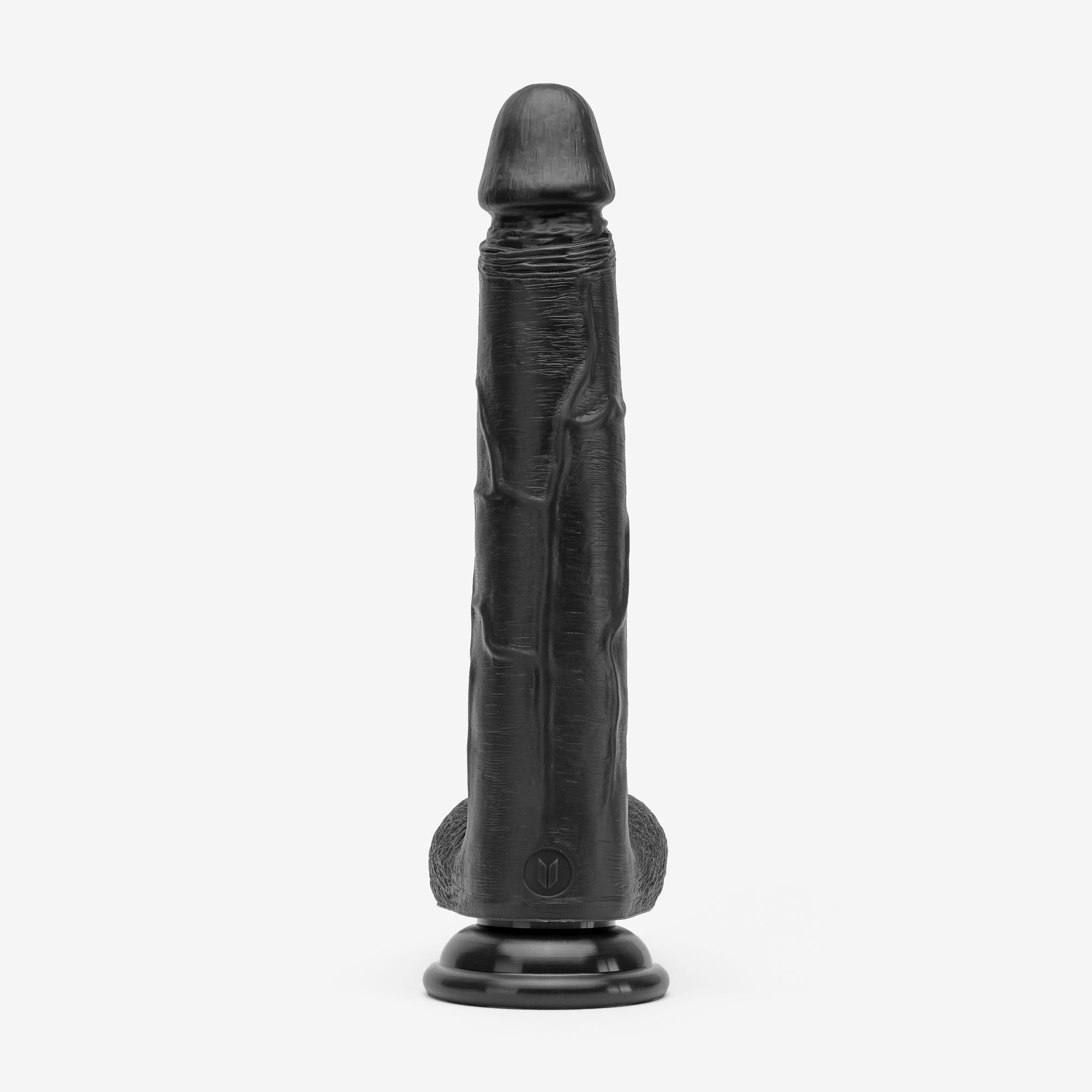 Realistic Dildo 10 Inch Dual Density Silicone With Suction Cup Balls Black Back #color_black