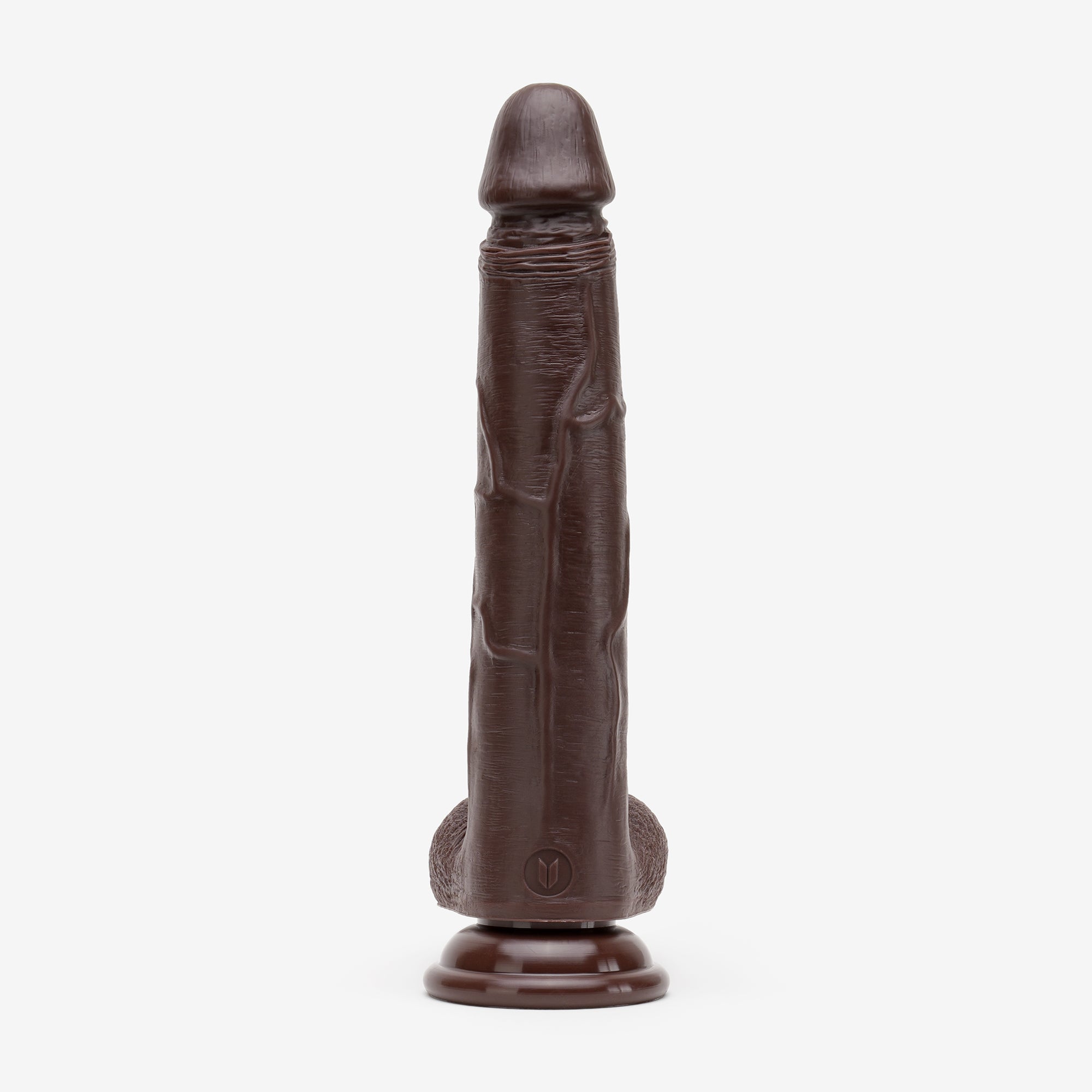 Realistic Dildo 10 Inch Dual Density Silicone With Suction Cup Balls Brown Back #color_brown