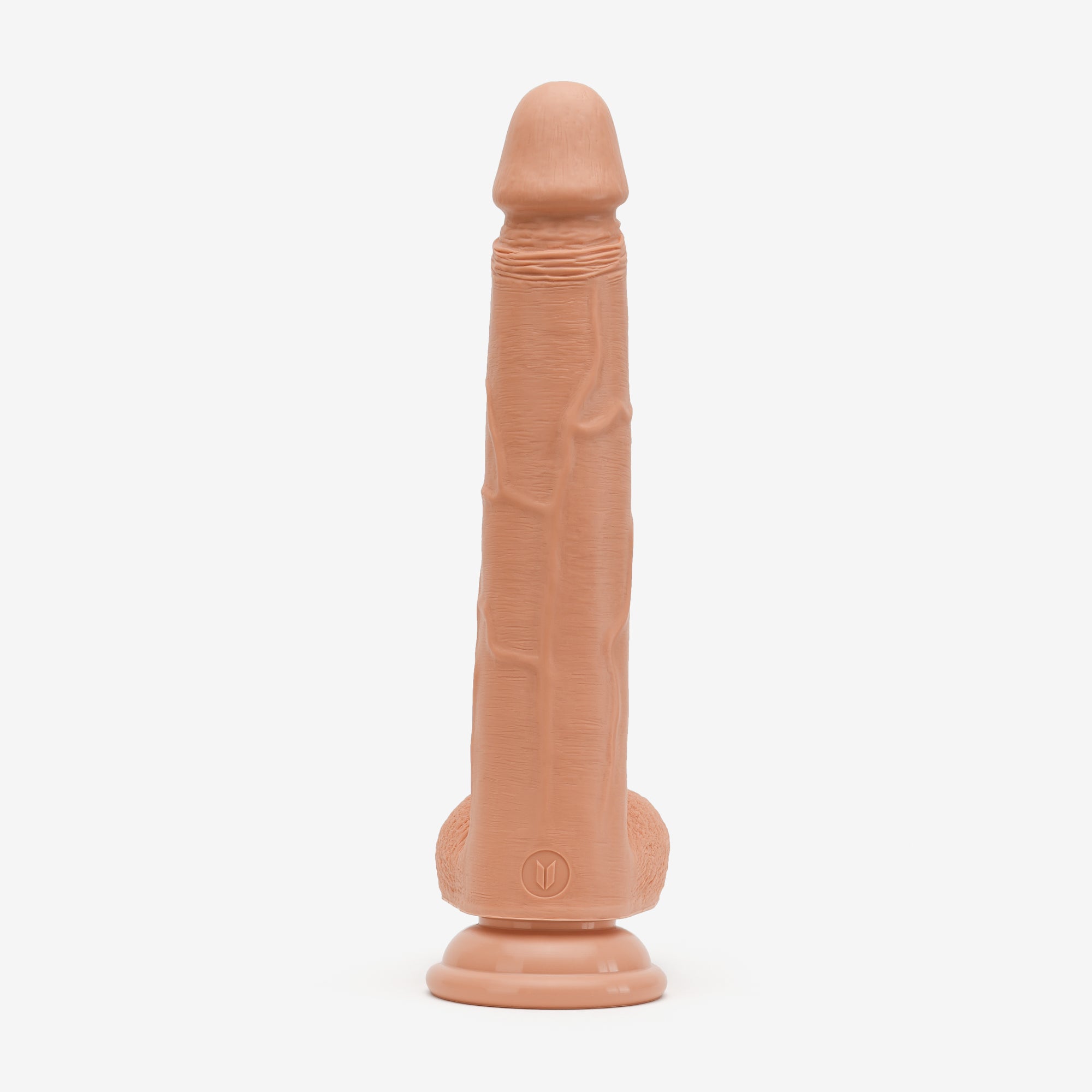 Realistic Dildo 10 Inch Dual Density Silicone With Suction Cup Balls Tan Back #color_tan