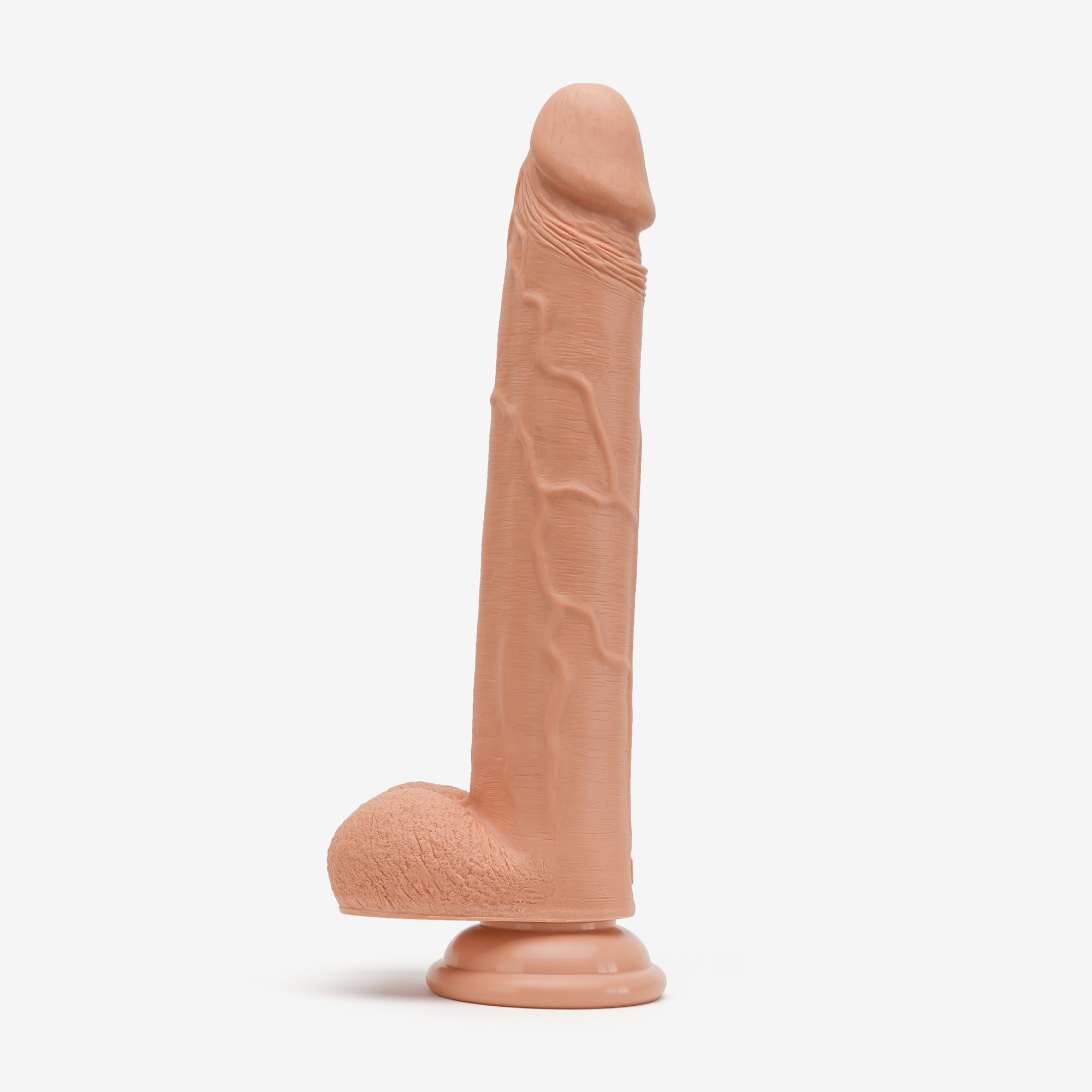 Realistic Dildo 10 Inch Dual Density Silicone With Suction Cup Balls Tan Left #color_tan