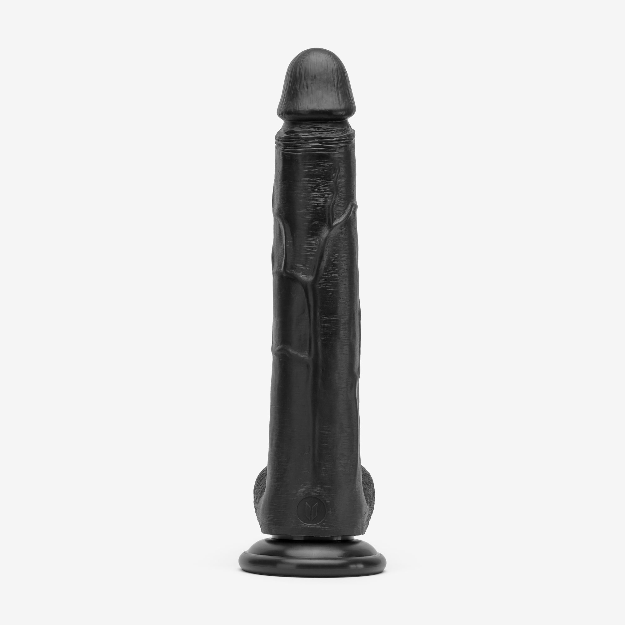 Realistic Dildo 12 Inch Dual Density Silicone With Suction Cup Balls Black Back #color_black