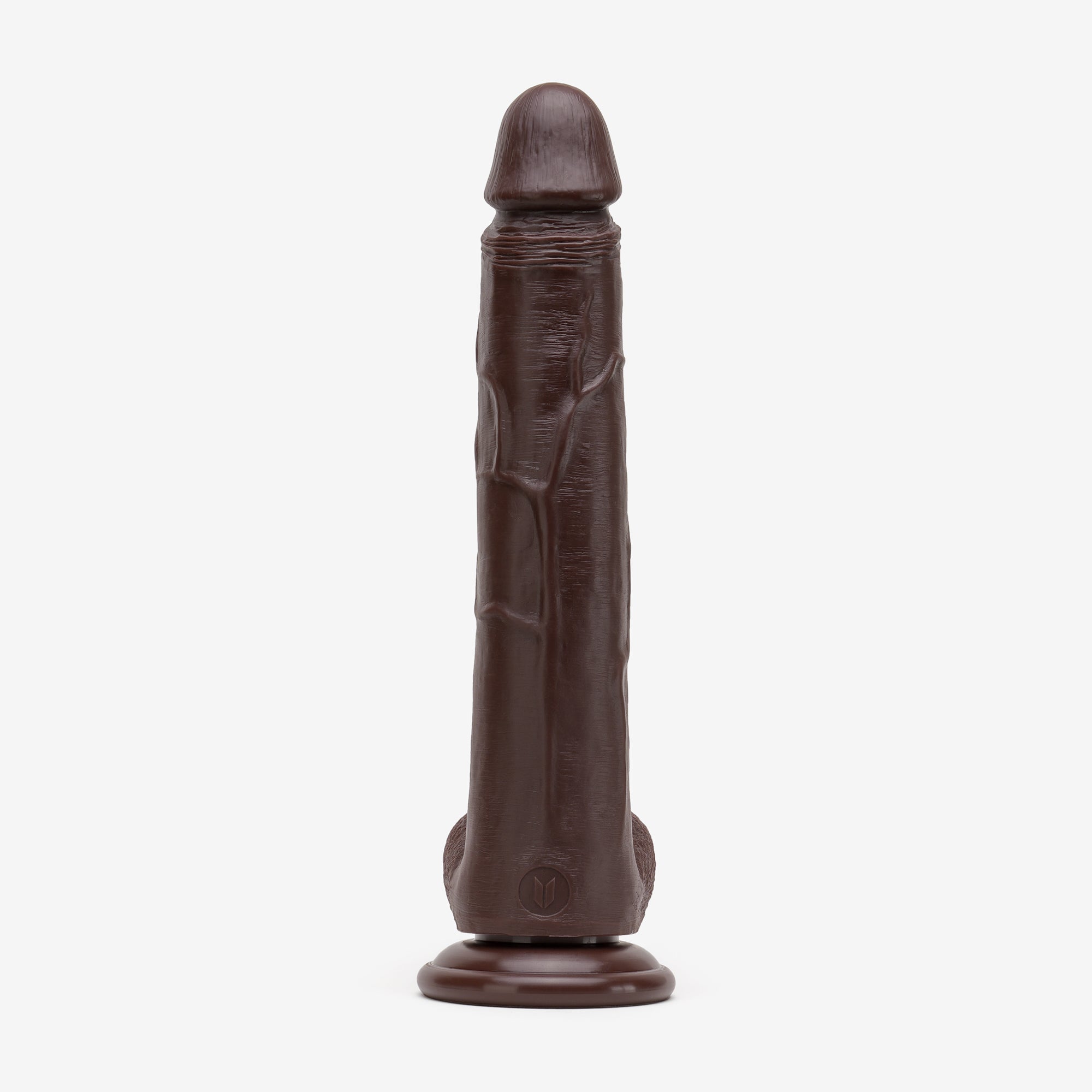 Realistic Dildo 12 Inch Dual Density Silicone With Suction Cup Balls Brown Back #color_brown