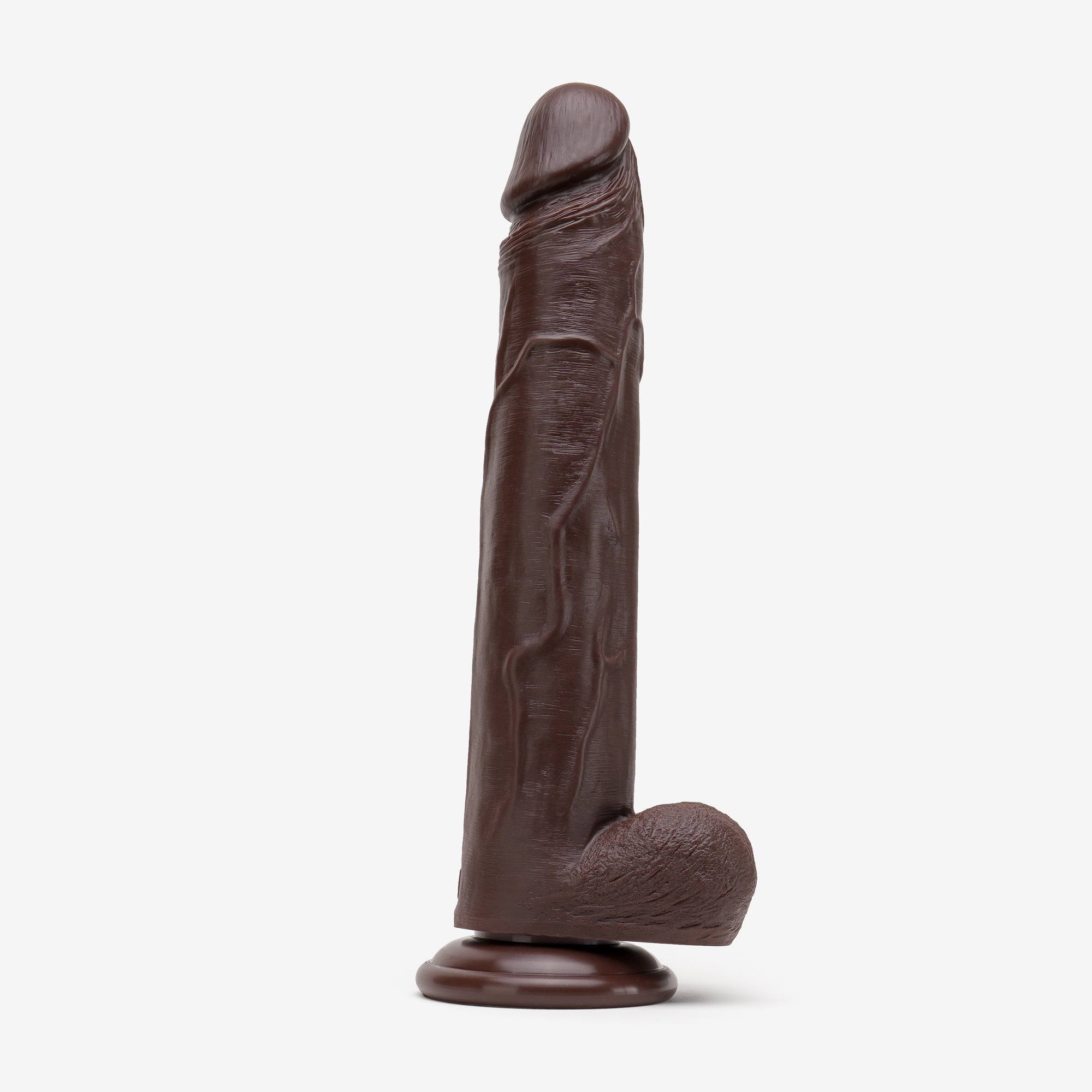 Realistic Dildo 12 Inch Dual Density Silicone With Suction Cup Balls Brown Right #color_brown