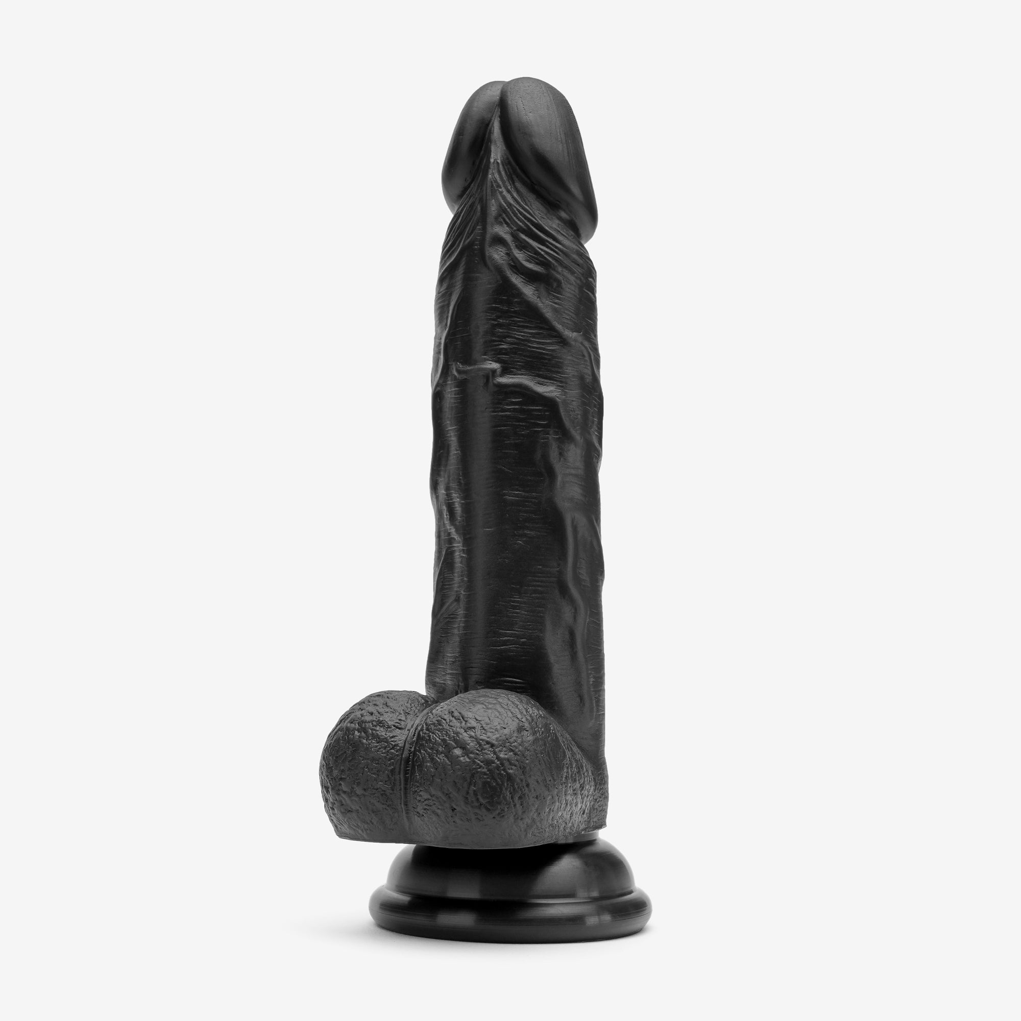 Realistic Dildo 6 Inch Dual Density Silicone With Suction Cup Balls Black Angle #color_black