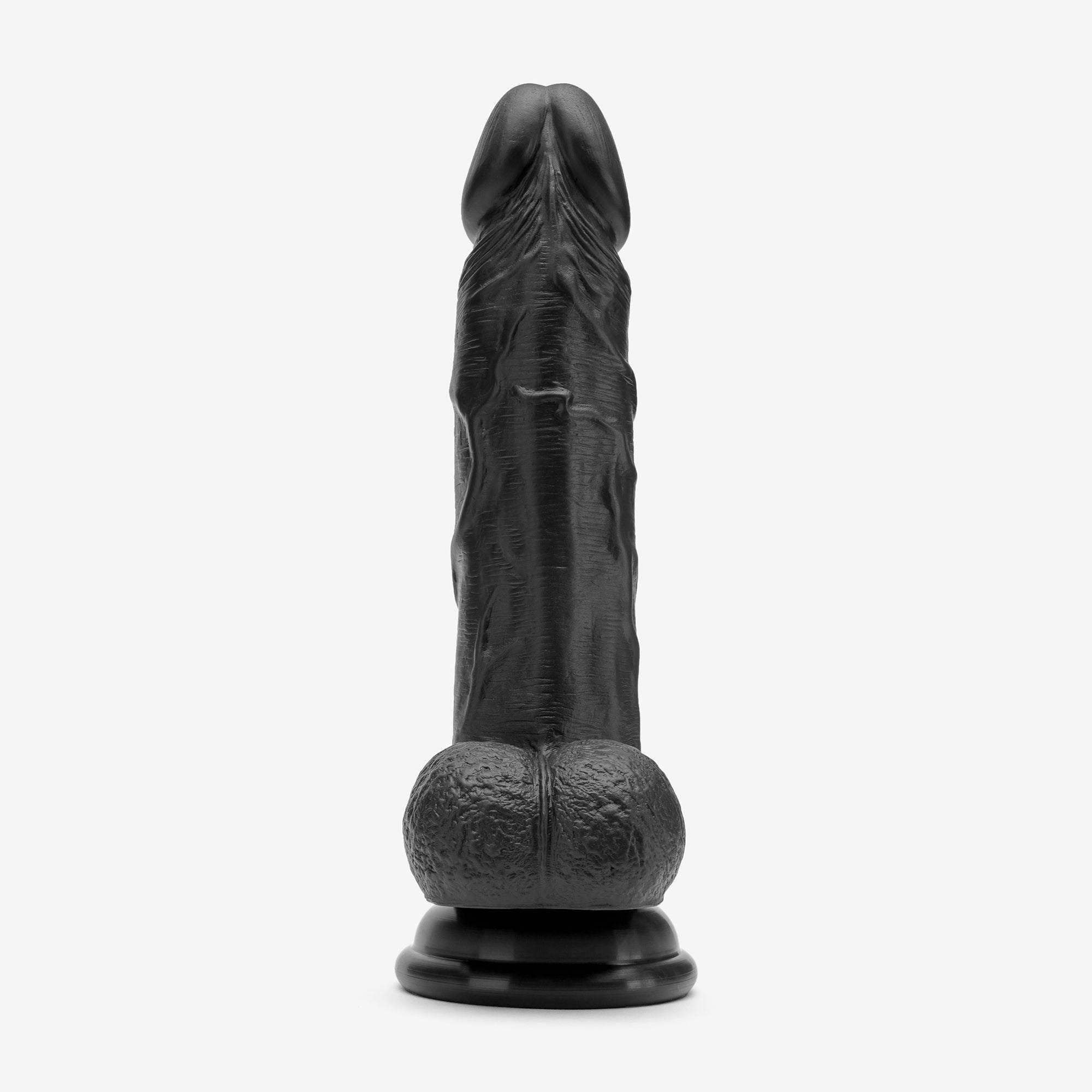 Realistic Dildo 6 Inch Dual Density Silicone With Suction Cup Balls Black Front #color_black