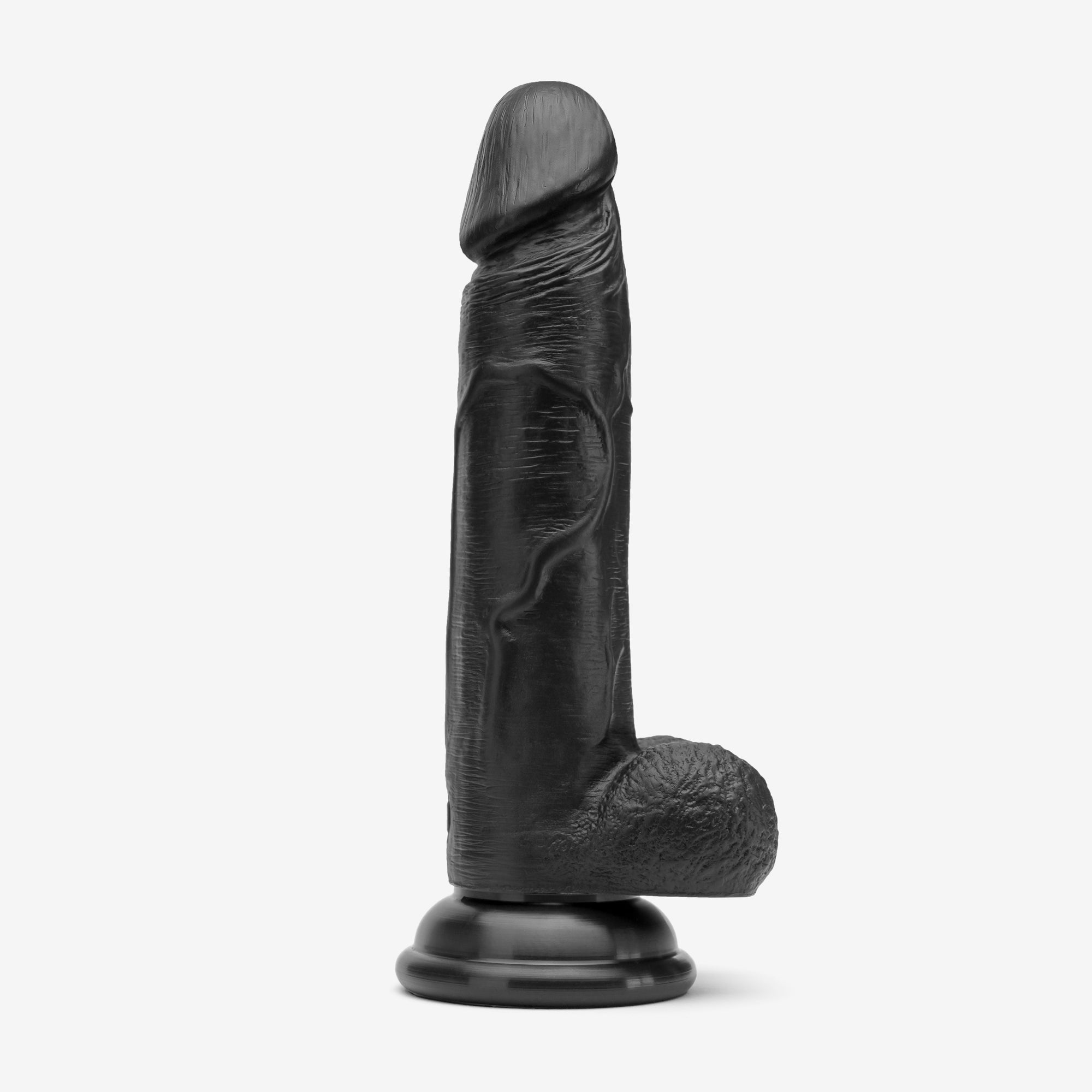 Realistic Dildo 6 Inch Dual Density Silicone With Suction Cup Balls Black Right #color_black