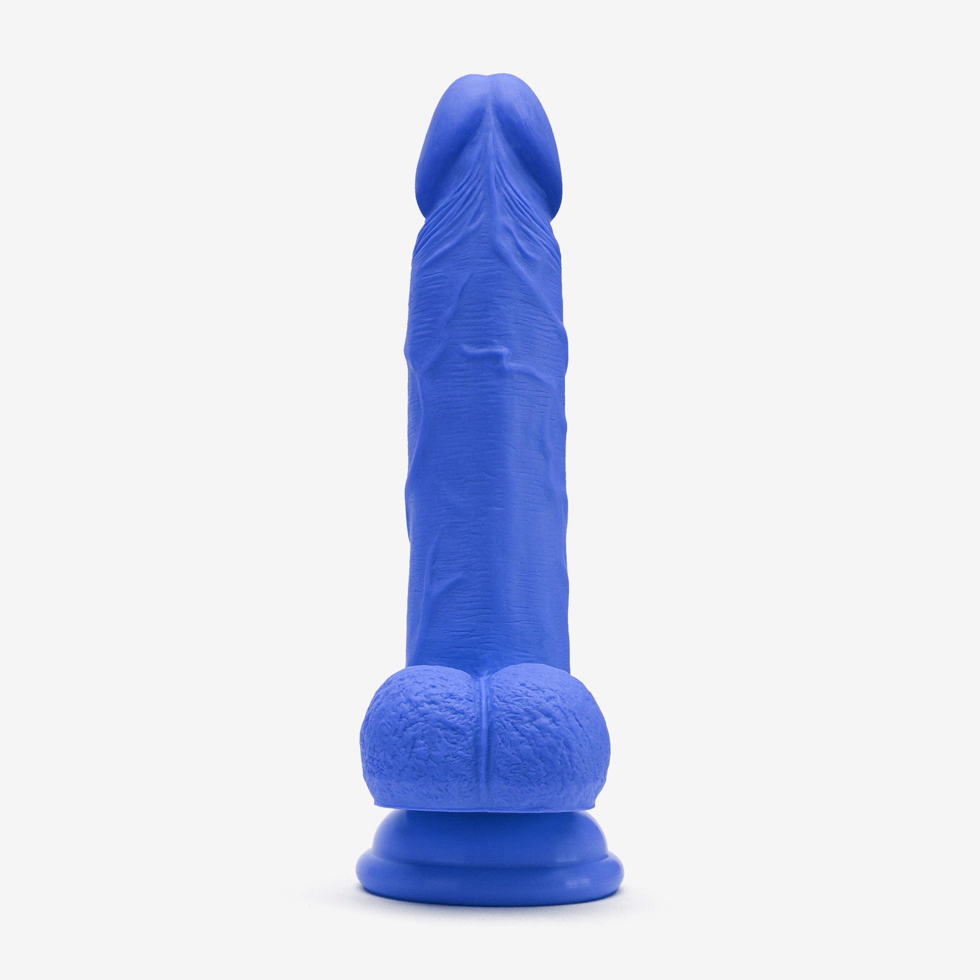 Realistic Dildo 6 Inch Dual Density Silicone With Suction Cup Balls Blue Front #color_blue