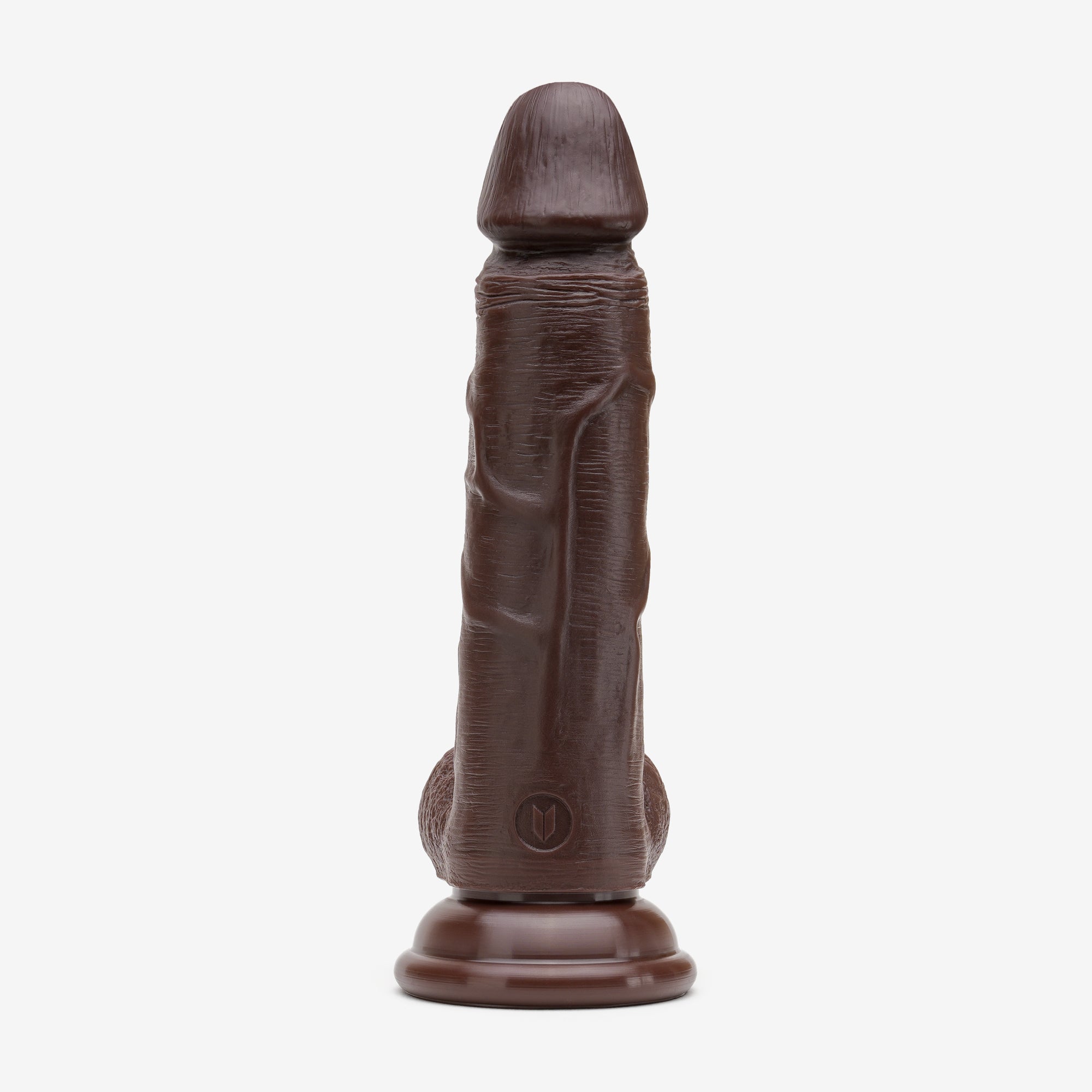 Realistic Dildo 6 Inch Dual Density Silicone With Suction Cup Balls Brown Back #color_brown