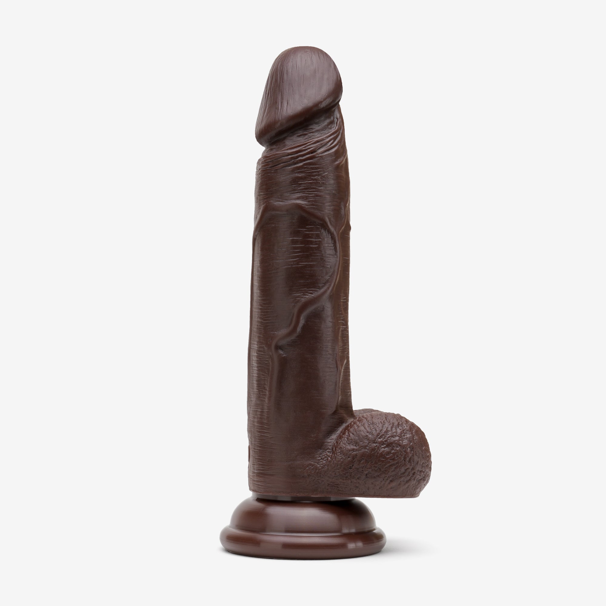 Realistic Dildo 6 Inch Dual Density Silicone With Suction Cup Balls Brown Right  #color_brown