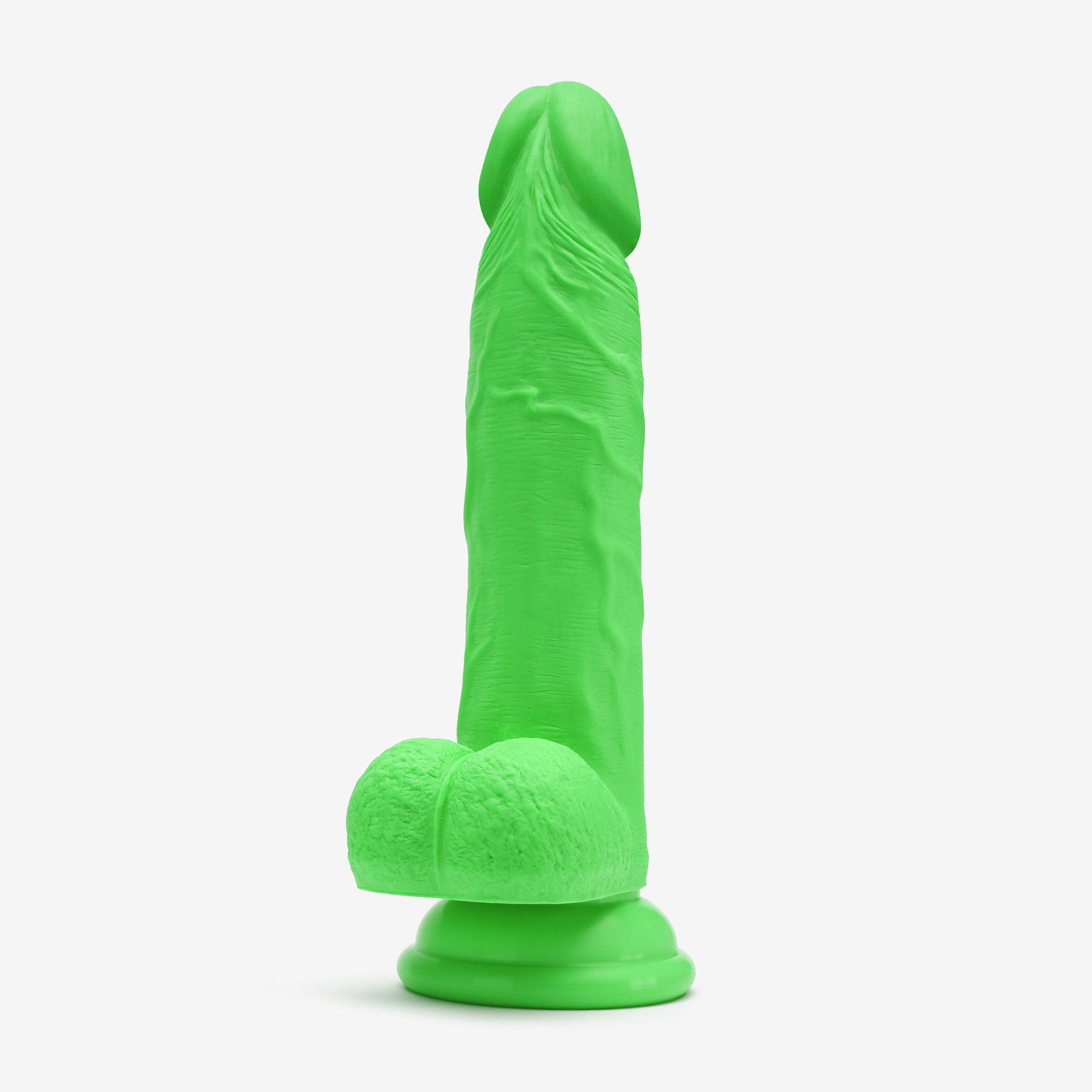 Realistic Dildo 6 Inch Dual Density Silicone With Suction Cup Balls Green Angle #color_green