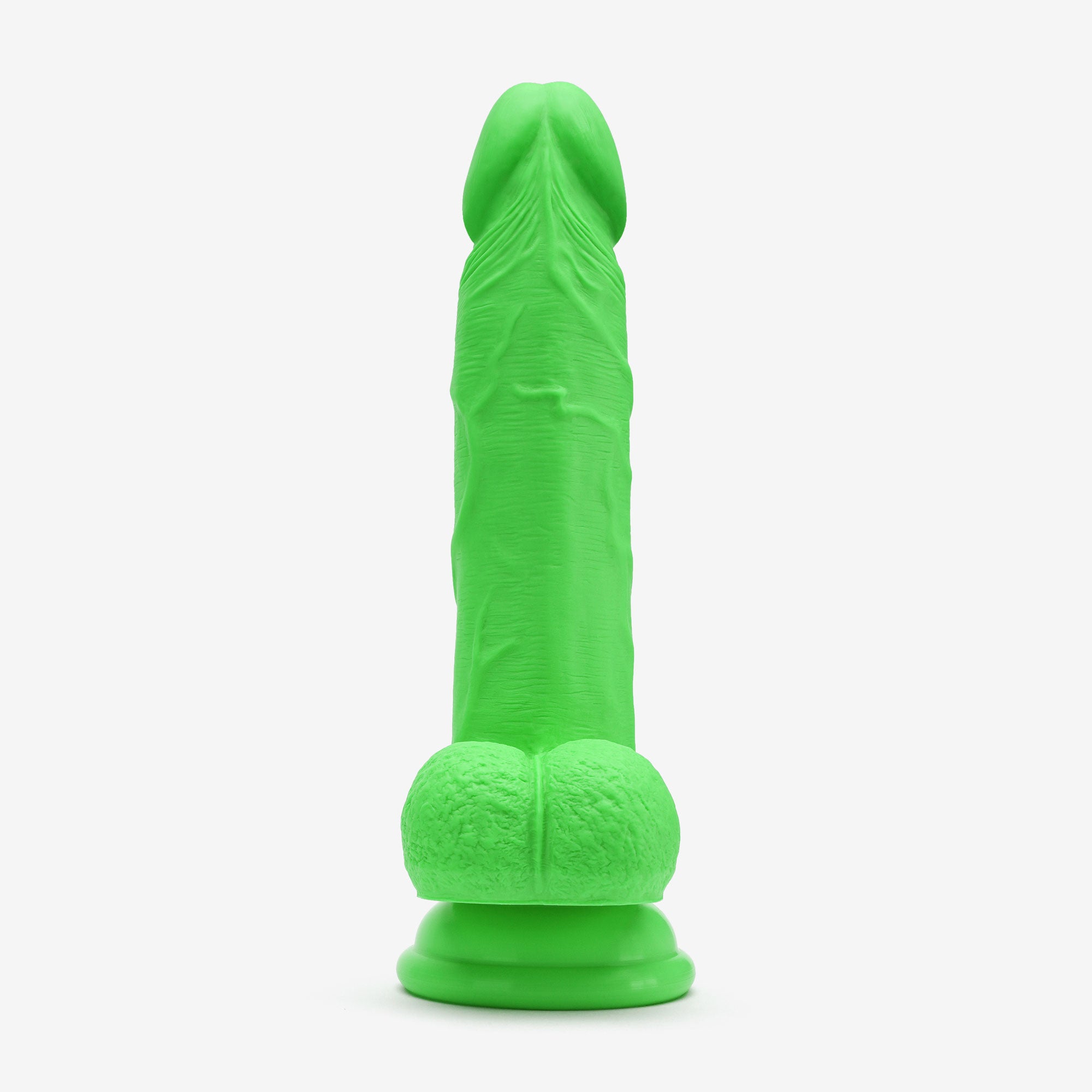 Realistic Dildo 6 Inch Dual Density Silicone With Suction Cup Balls Green Front #color_green