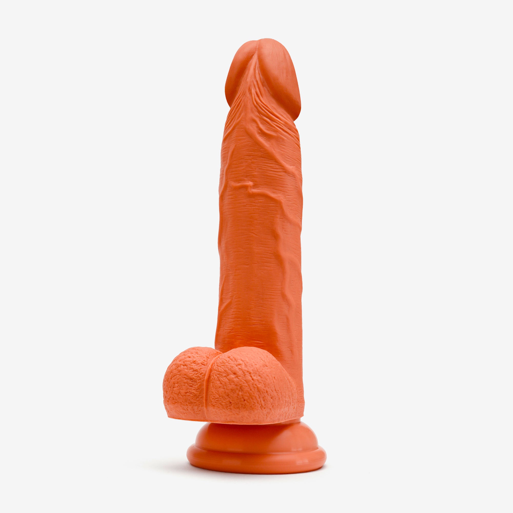 Realistic Dildo 6 Inch Dual Density Silicone With Suction Cup Balls Orange Angle #color_orange