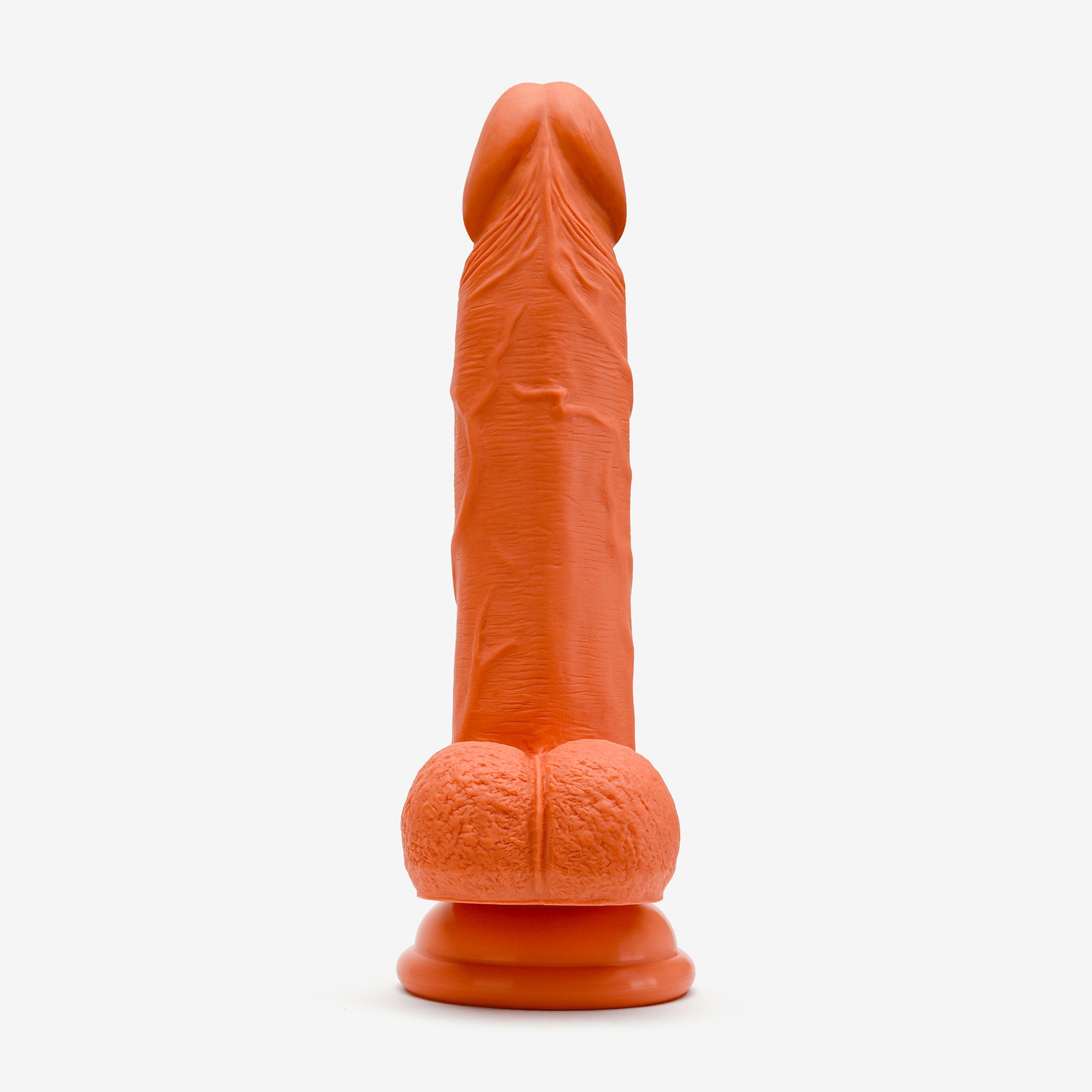 Realistic Dildo 6 Inch Dual Density Silicone With Suction Cup Balls Orange Front #color_orange