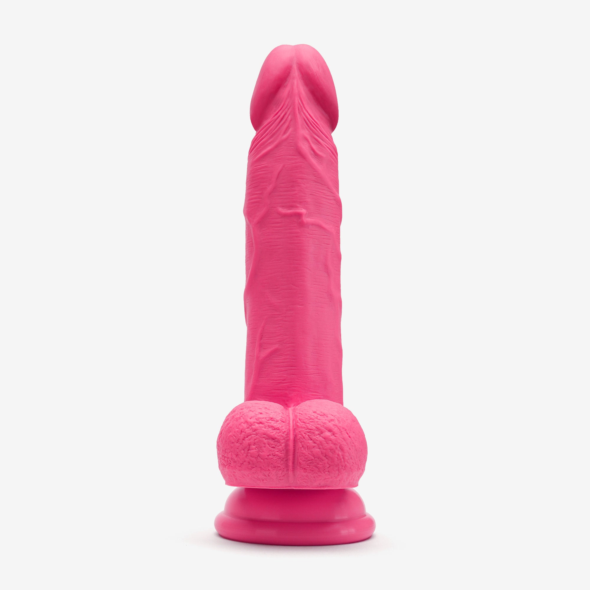 Realistic Dildo 6 Inch Dual Density Silicone With Suction Cup Balls Pink Front #color_pink