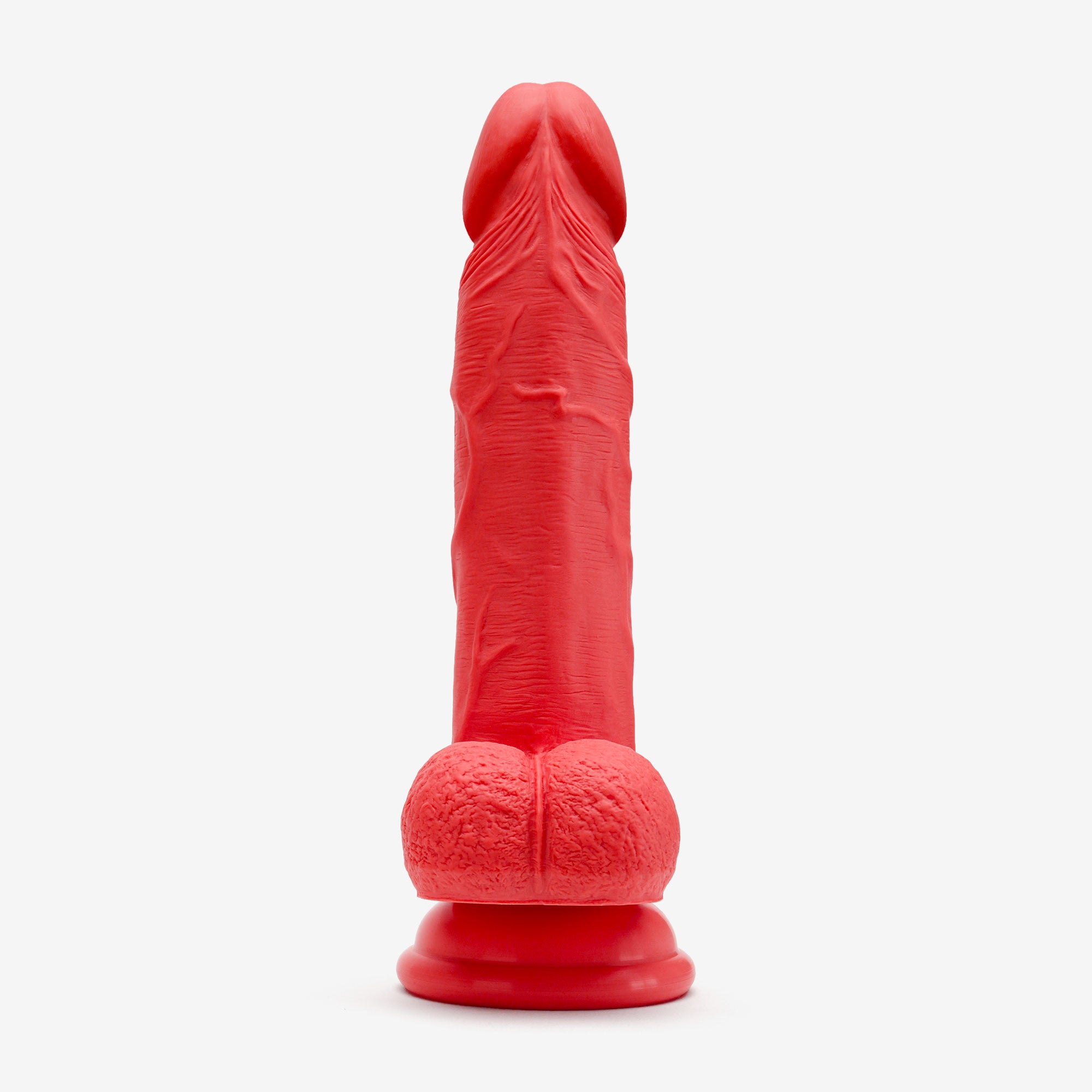 Realistic Dildo 6 Inch Dual Density Silicone With Suction Cup Balls Red Front #color_red