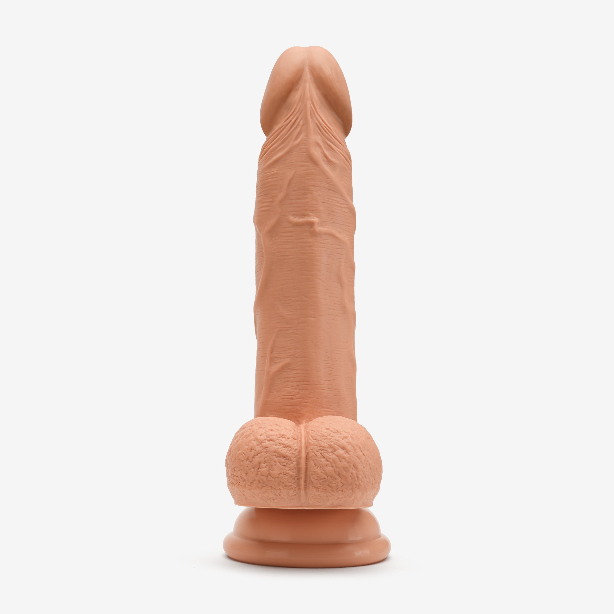 Realistic Dildo 6 Inch Dual Density Silicone With Suction Cup Balls Tan Front #color_tan