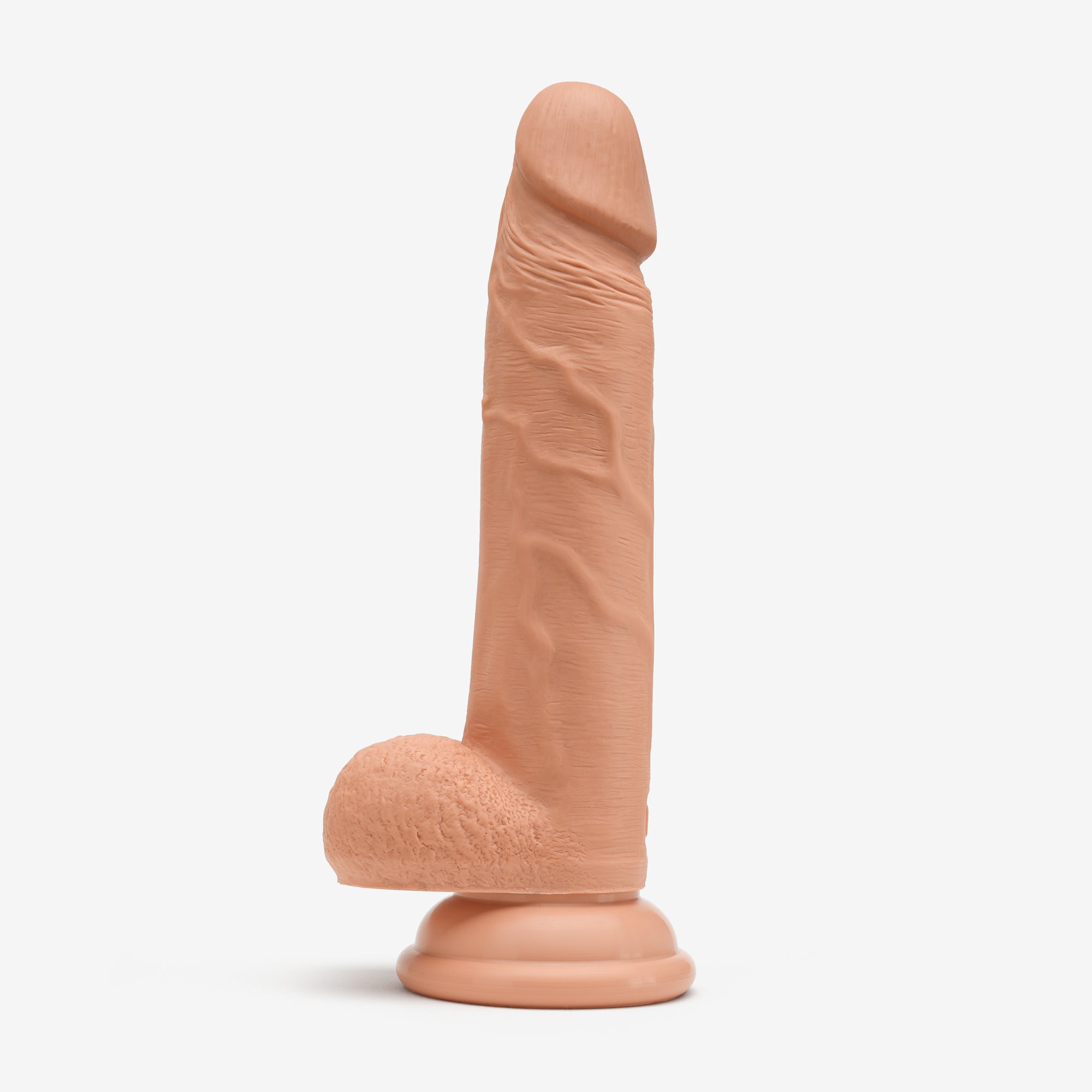 Realistic Dildo 6 Inch Dual Density Silicone With Suction Cup Balls Tan Left #color_tan