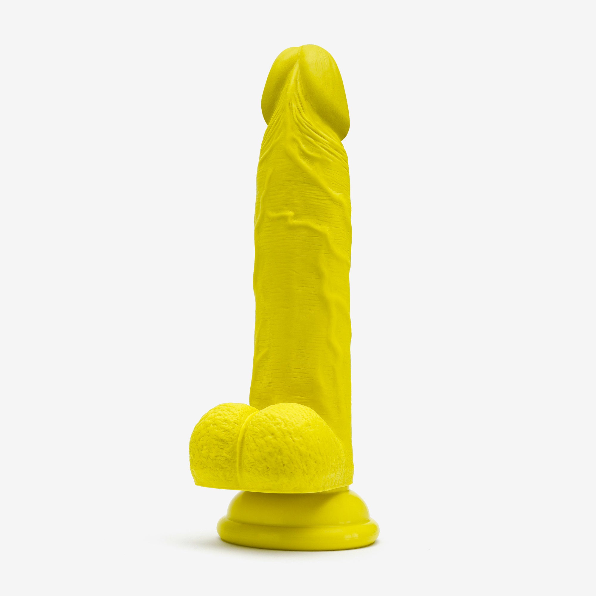 Realistic Dildo 6 Inch Dual Density Silicone With Suction Cup Balls Yellow Angle #color_yellow