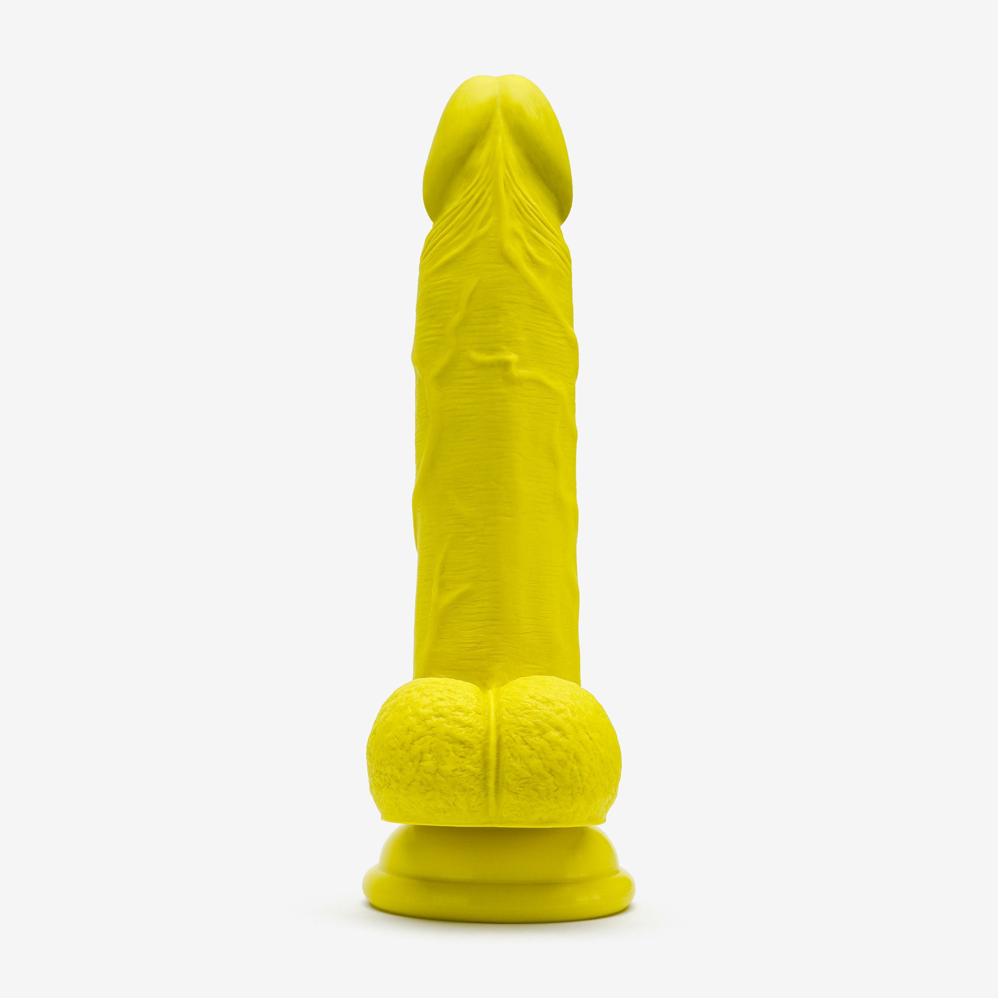 Realistic Dildo 6 Inch Triple Density Silicone With Suction Cup Balls Yellow Front #color_yellow