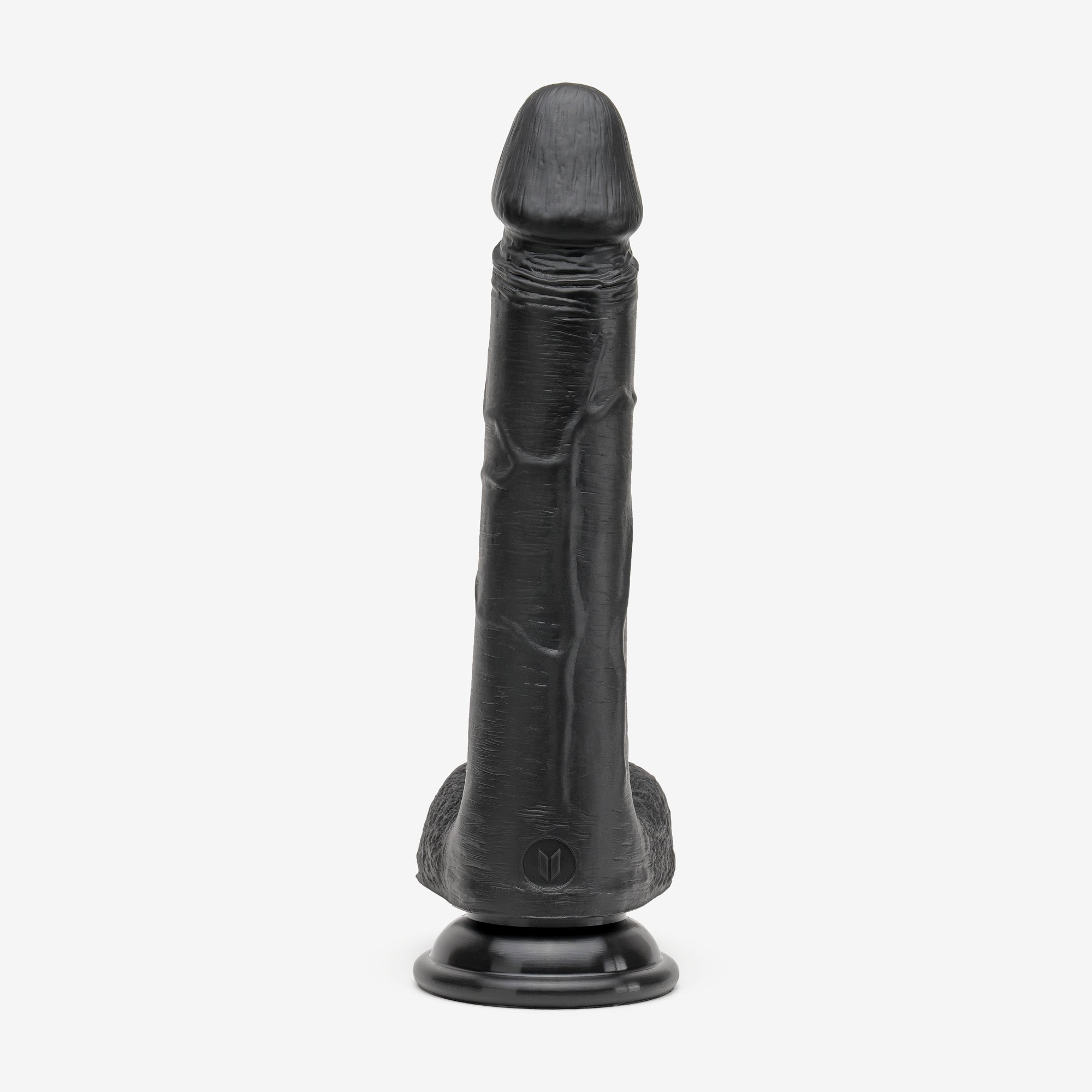 Realistic Dildo 8 Inch Dual Density Silicone With Suction Cup Balls Black Back #color_black