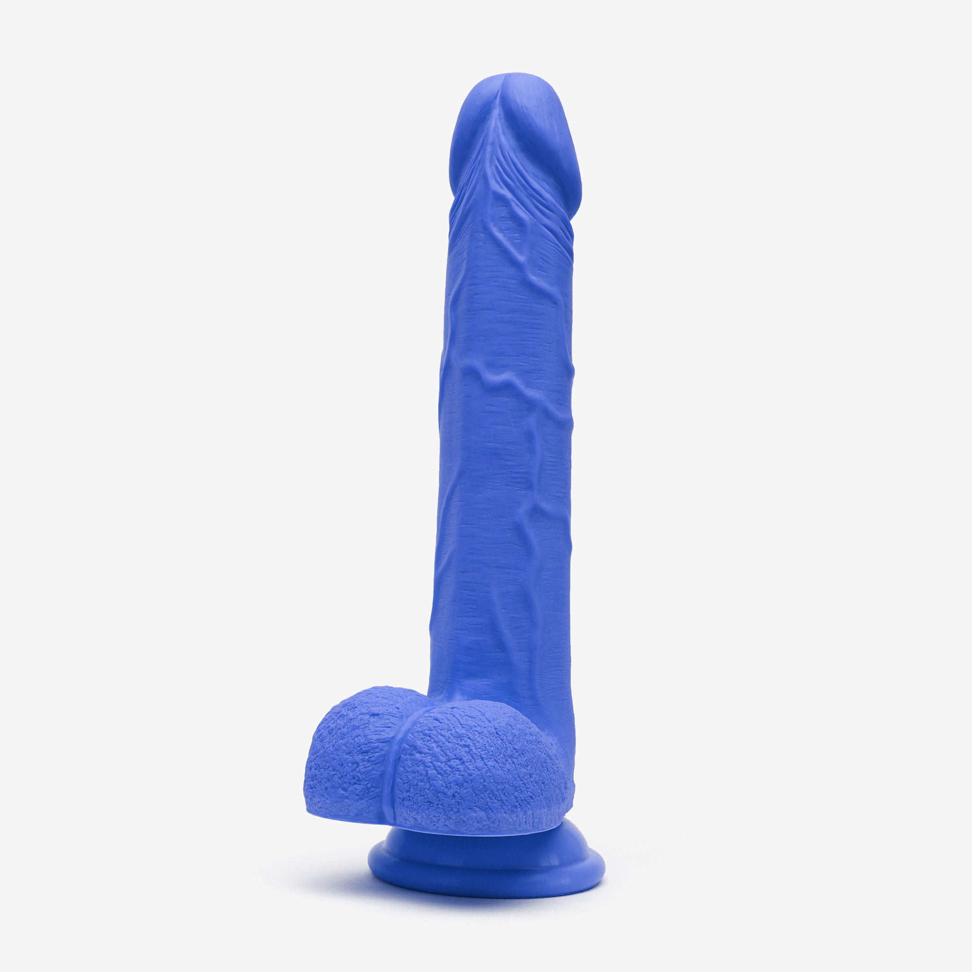 Realistic Dildo 8 Inch Dual Density Silicone With Suction Cup Balls Blue Angle #color_blue