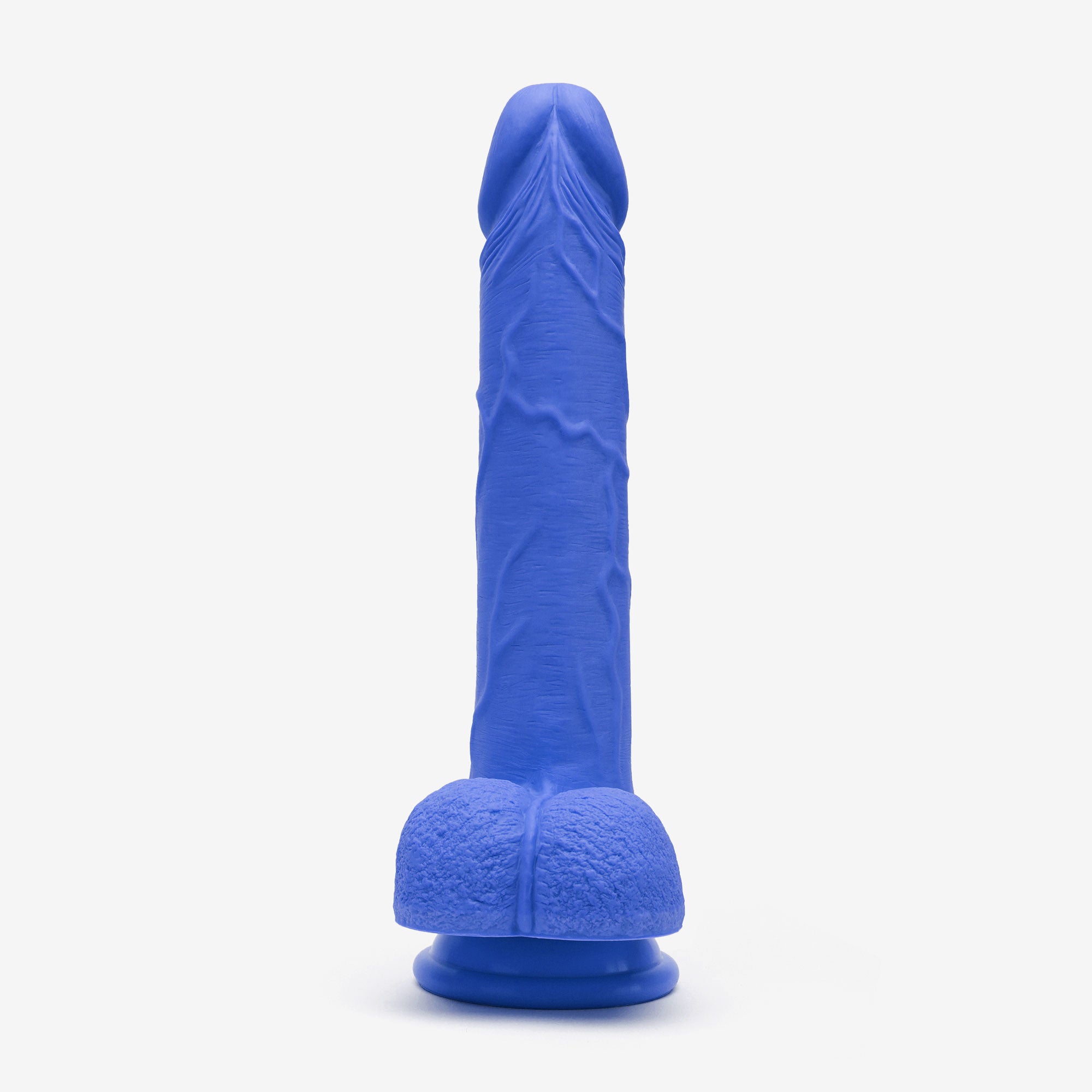 Realistic Dildo 8 Inch Dual Density Silicone With Suction Cup Balls Blue Front #color_blue