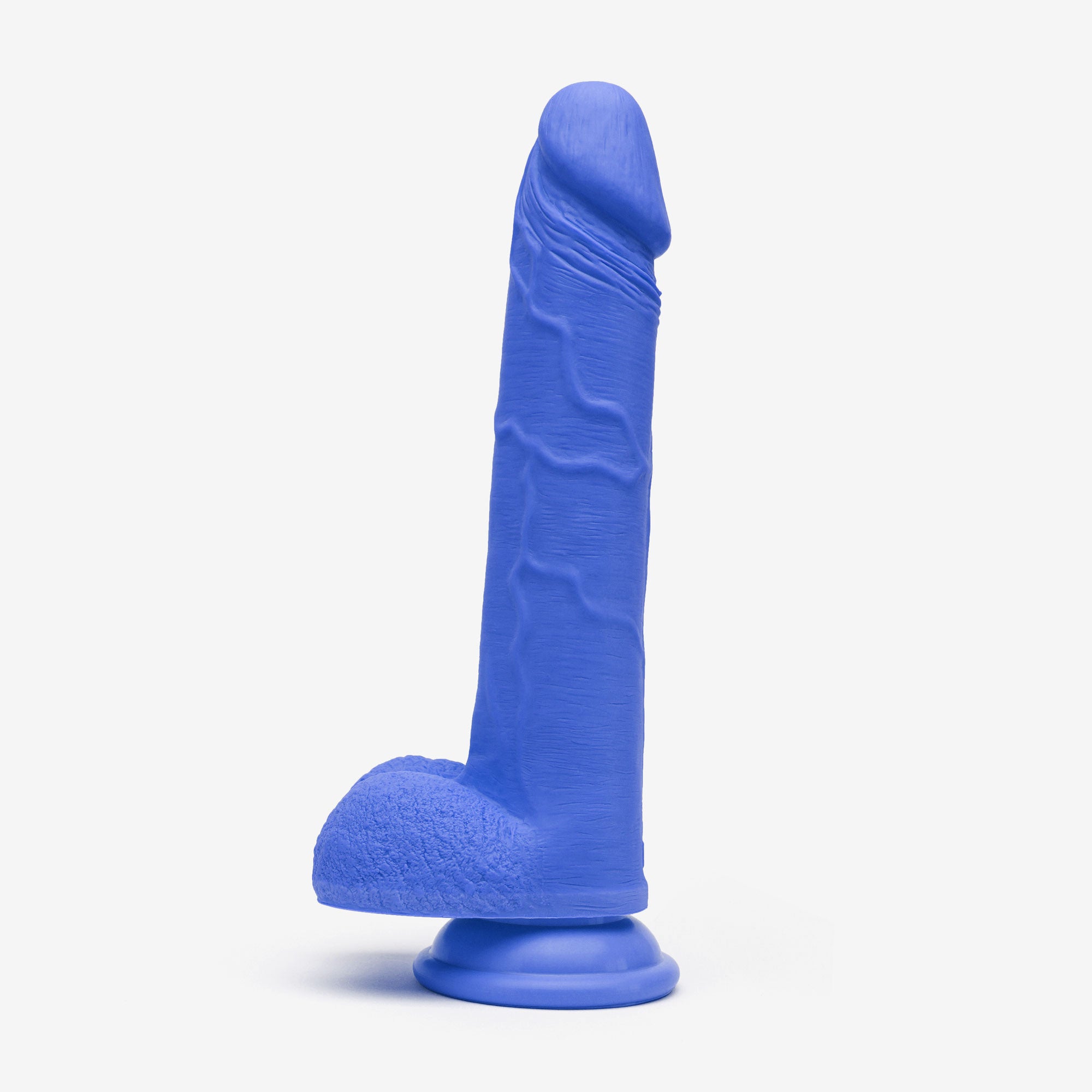 Realistic Dildo 8 Inch Dual Density Silicone With Suction Cup Balls Blue Left #color_blue