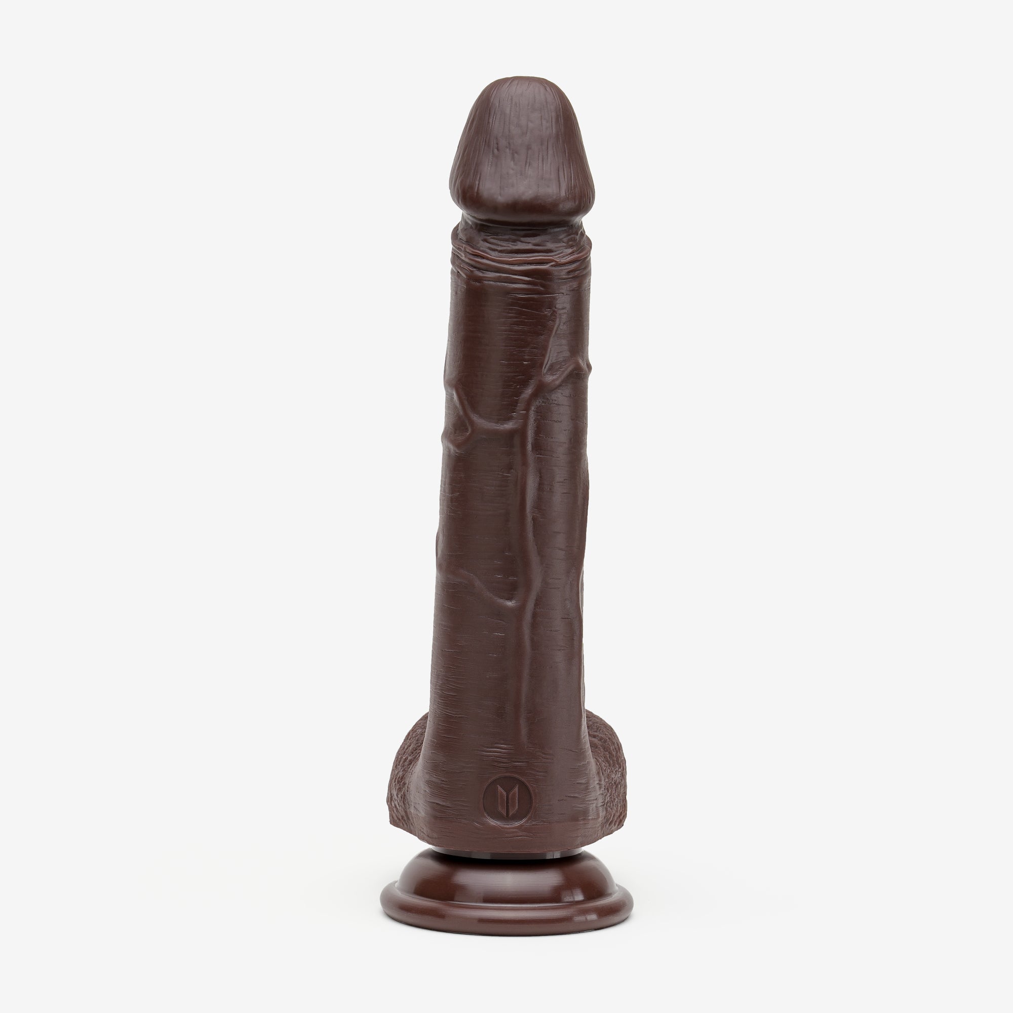 Realistic Dildo 8 Inch Dual Density Silicone With Suction Cup Balls Brown Back #color_brown