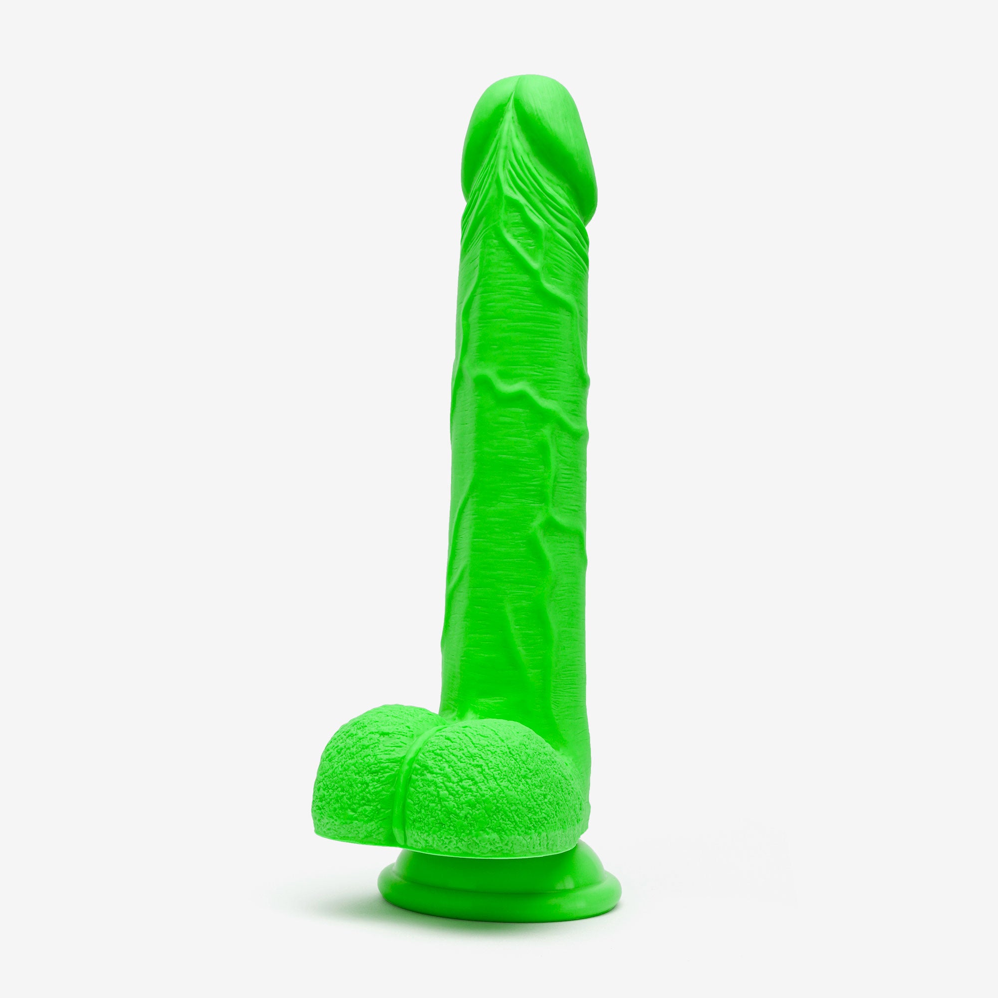 Realistic Dildo 8 Inch Dual Density Silicone With Suction Cup Balls Green Angle #color_green