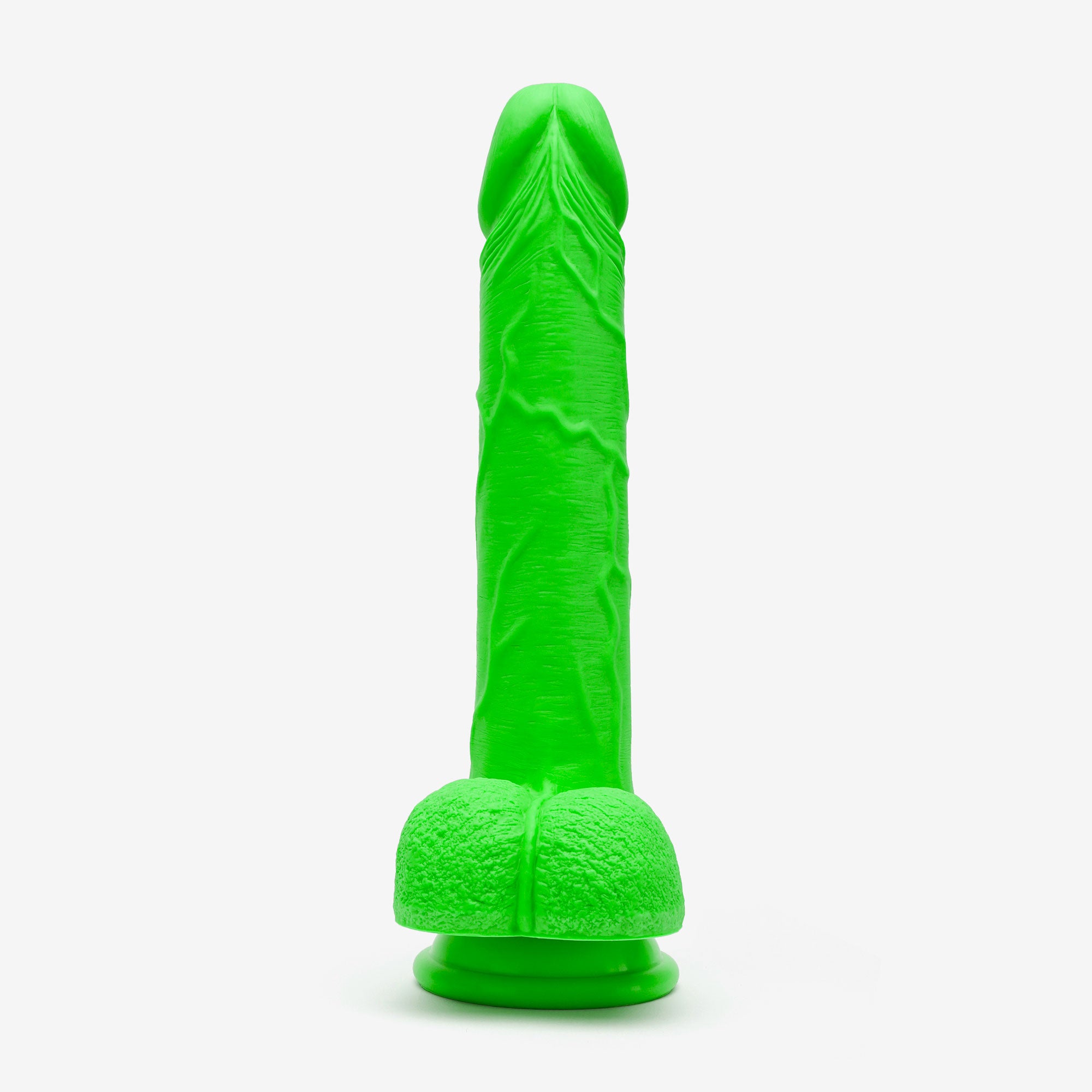 Realistic Dildo 8 Inch Dual Density Silicone With Suction Cup Balls Green Front #color_green