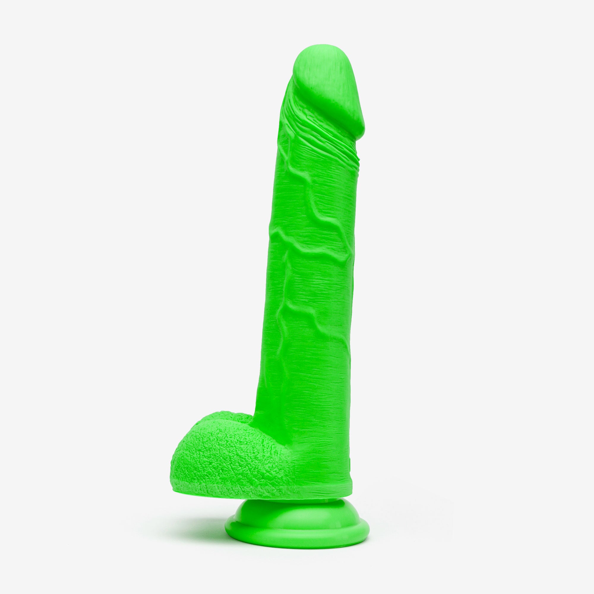 Realistic Dildo 8 Inch Dual Density Silicone With Suction Cup Balls Green Left #color_green