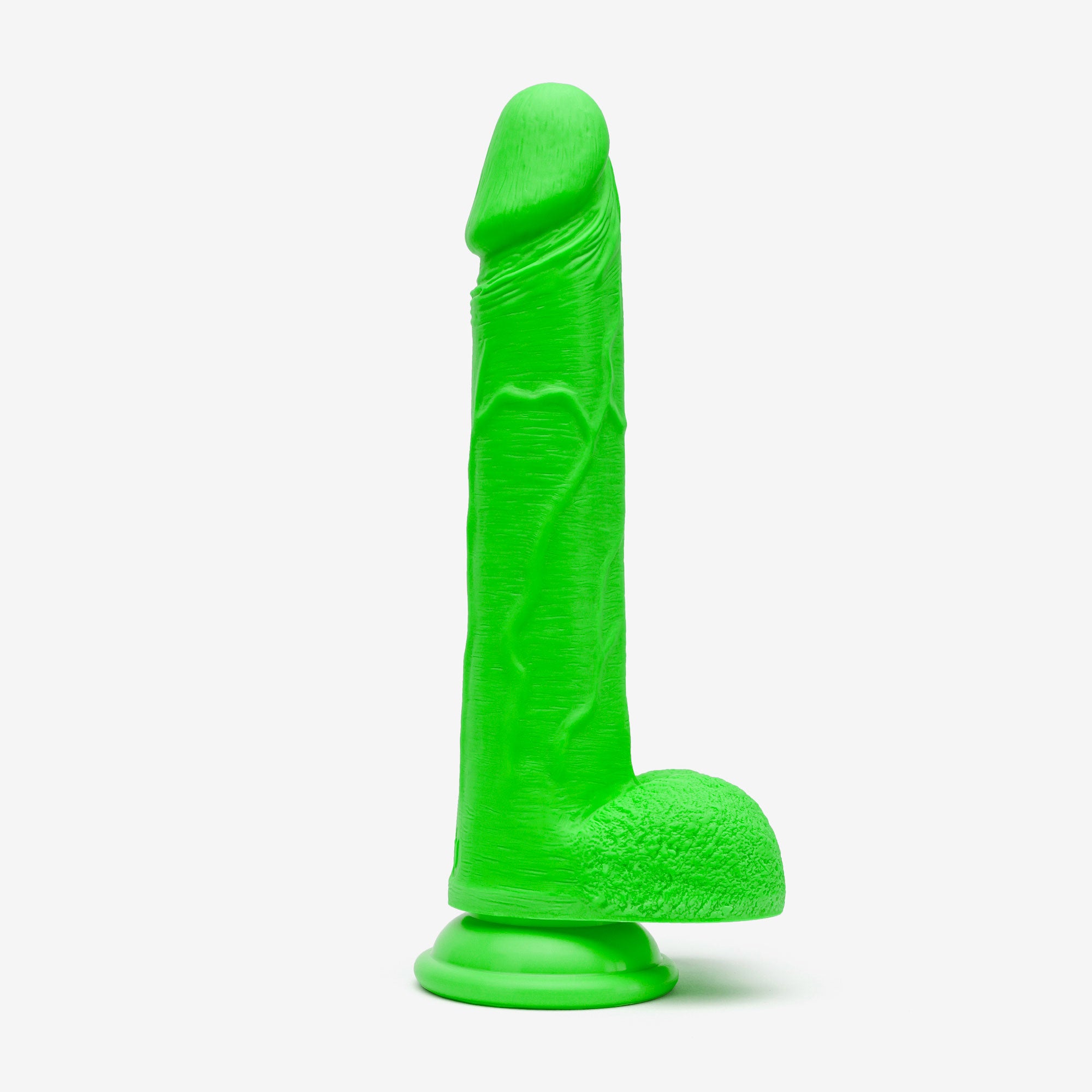 Realistic Dildo 8 Inch Dual Density Silicone With Suction Cup Balls Green Right #color_green