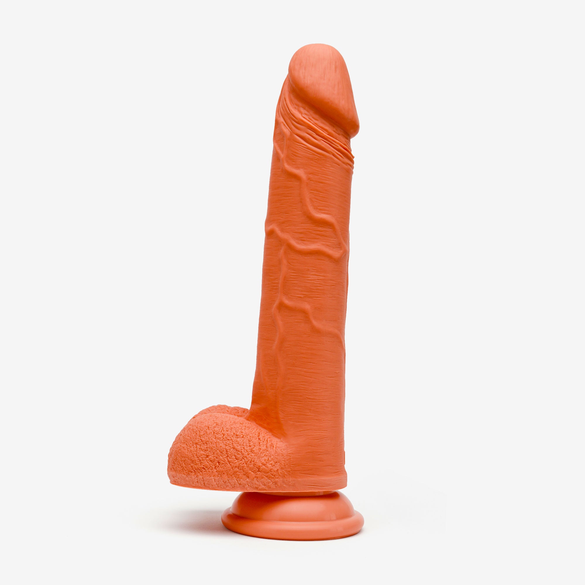 Realistic Dildo 8 Inch Dual Density Silicone With Suction Cup Balls Orange Left #color_orange