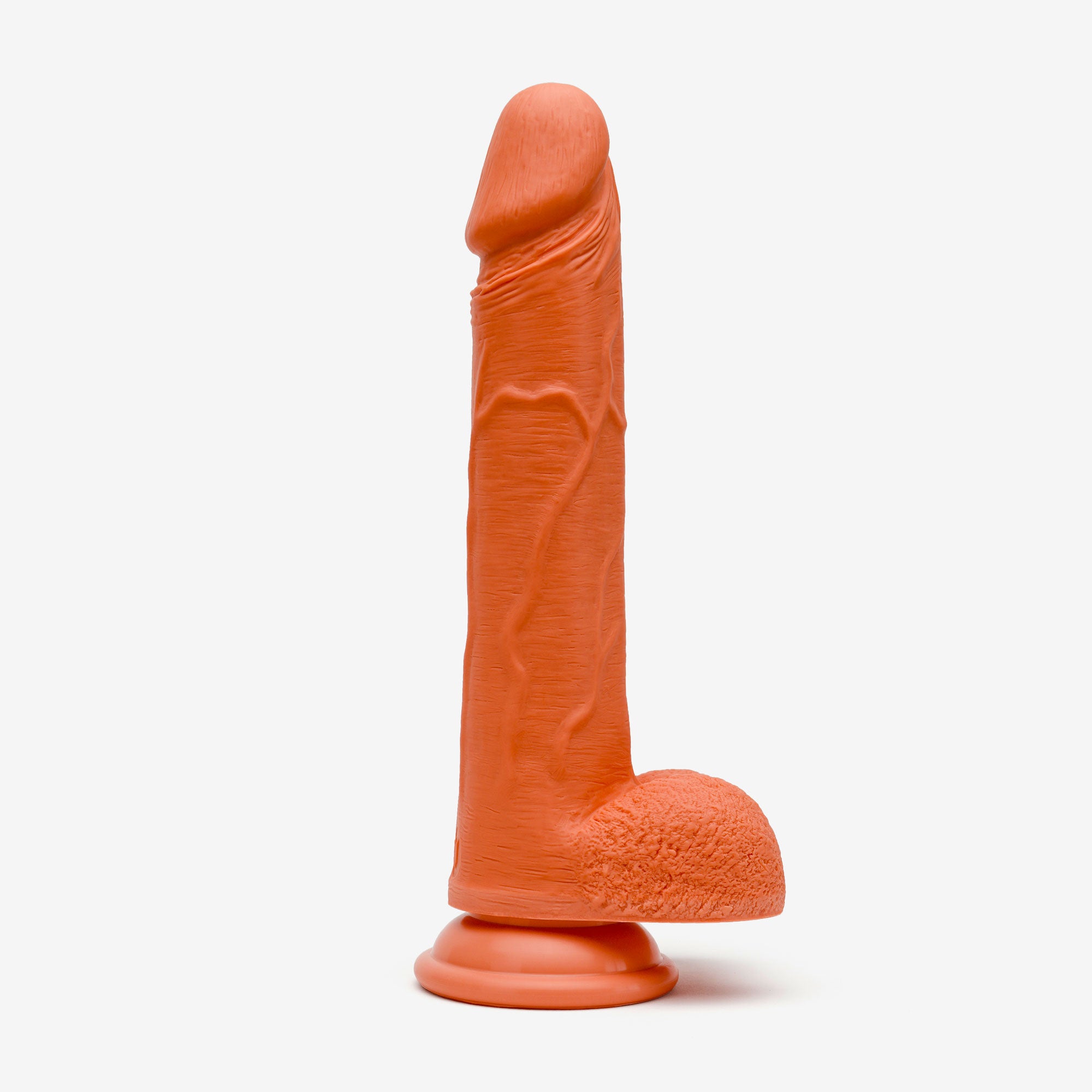 Realistic Dildo 8 Inch Dual Density Silicone With Suction Cup Balls Orange Right #color_orange