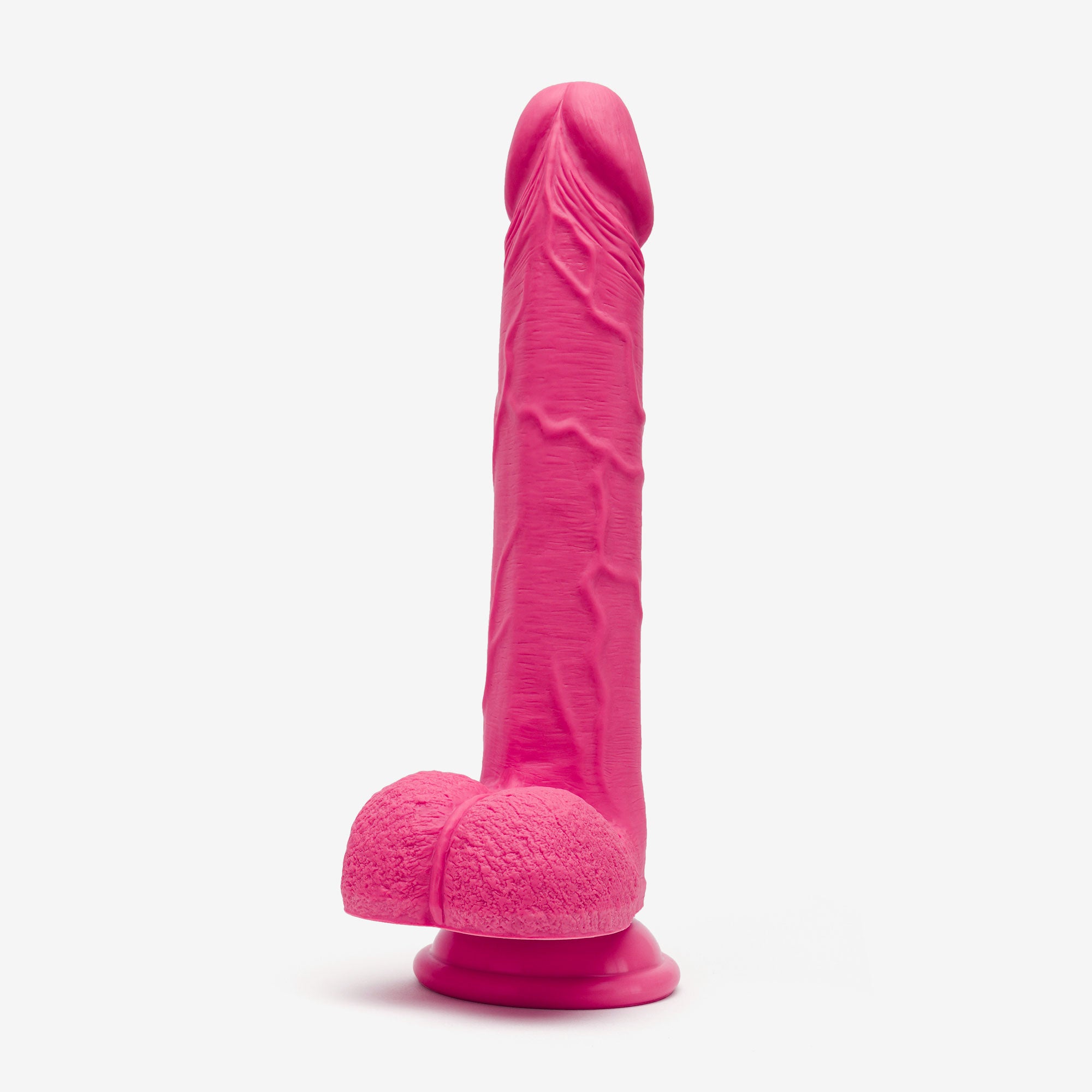 Realistic Dildo 8 Inch Dual Density Silicone With Suction Cup Balls Pink Angle #color_pink