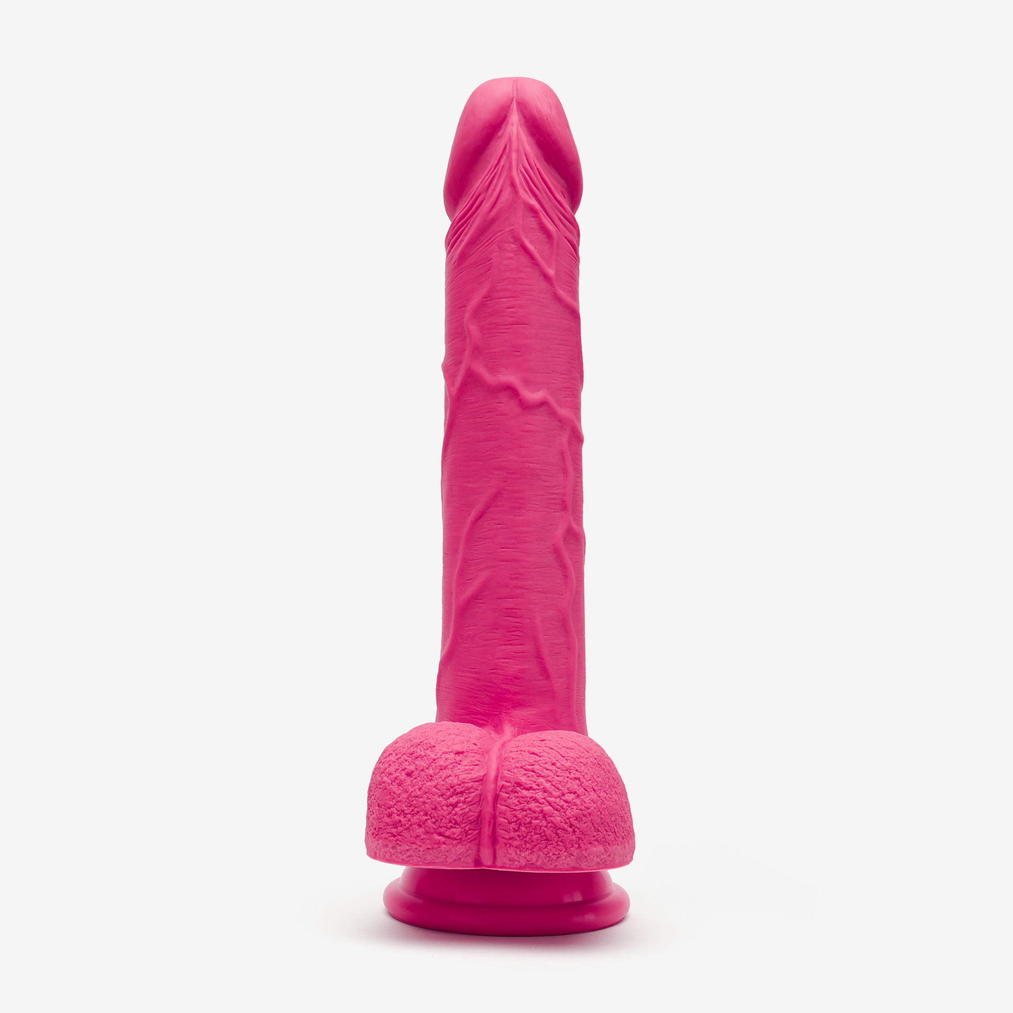 Realistic Dildo 8 Inch Dual Density Silicone With Suction Cup Balls Pink Front #color_pink