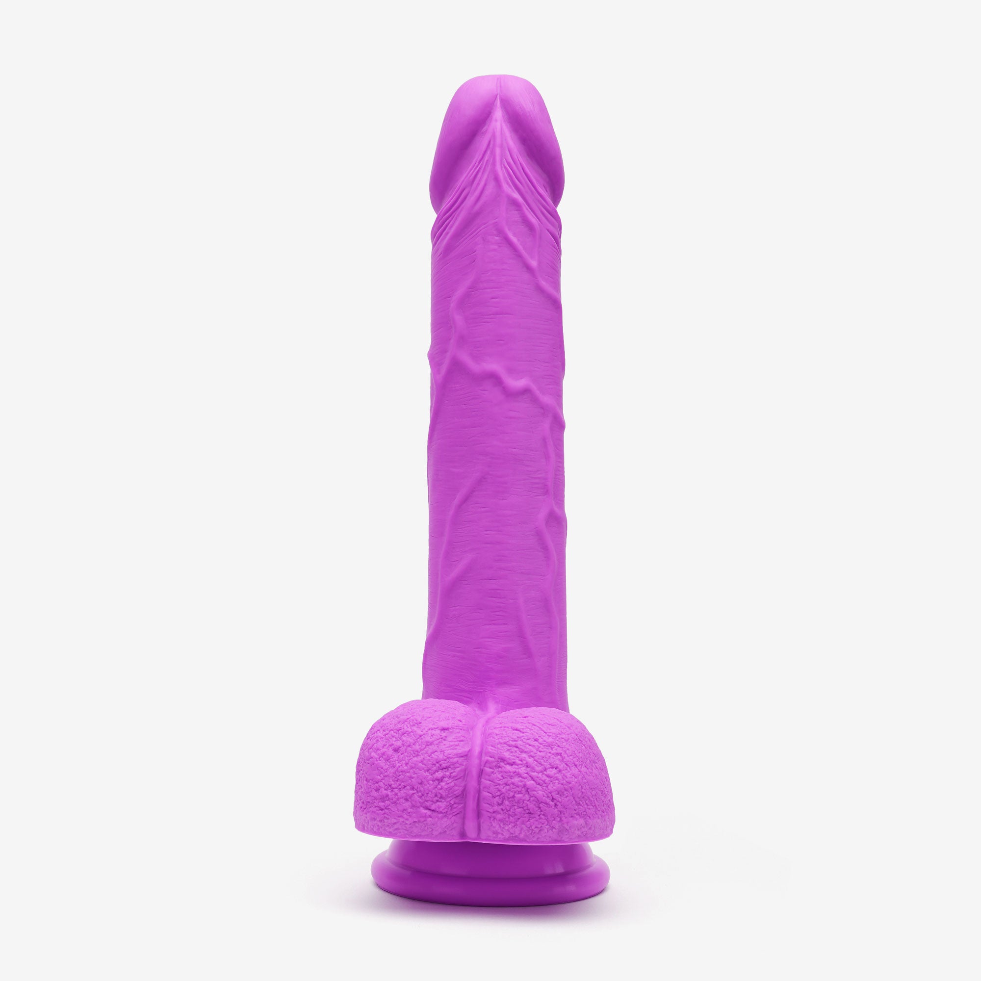 Realistic Dildo 8 Inch Dual Density Silicone With Suction Cup Balls Purple Front #color_purple