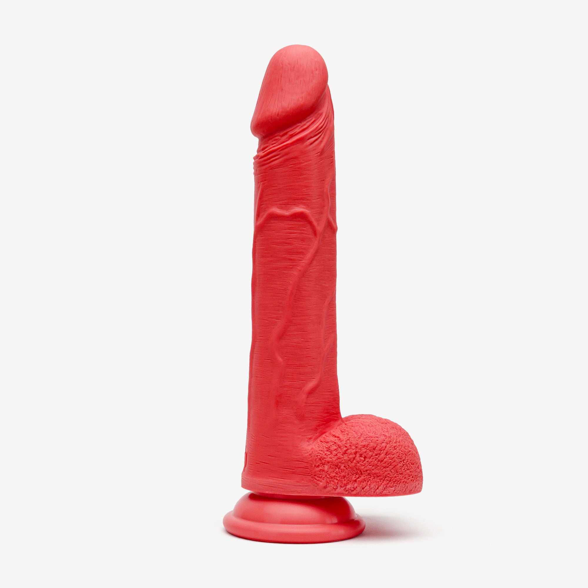 Realistic Dildo 8 Inch Dual Density Silicone With Suction Cup Balls Red Right #color_red