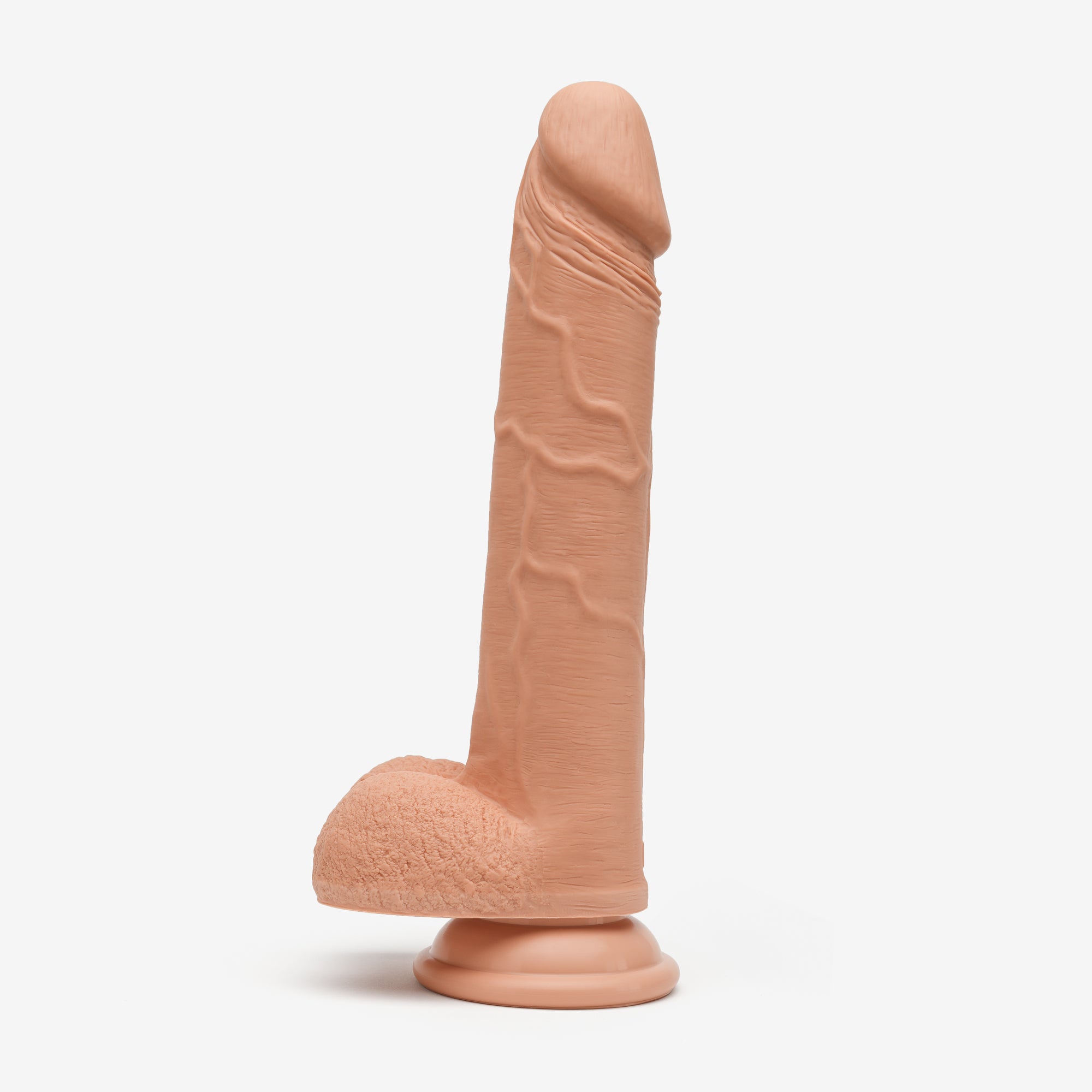 Realistic Dildo 8 Inch Dual Density Silicone With Suction Cup Balls Tan Left #color_tan